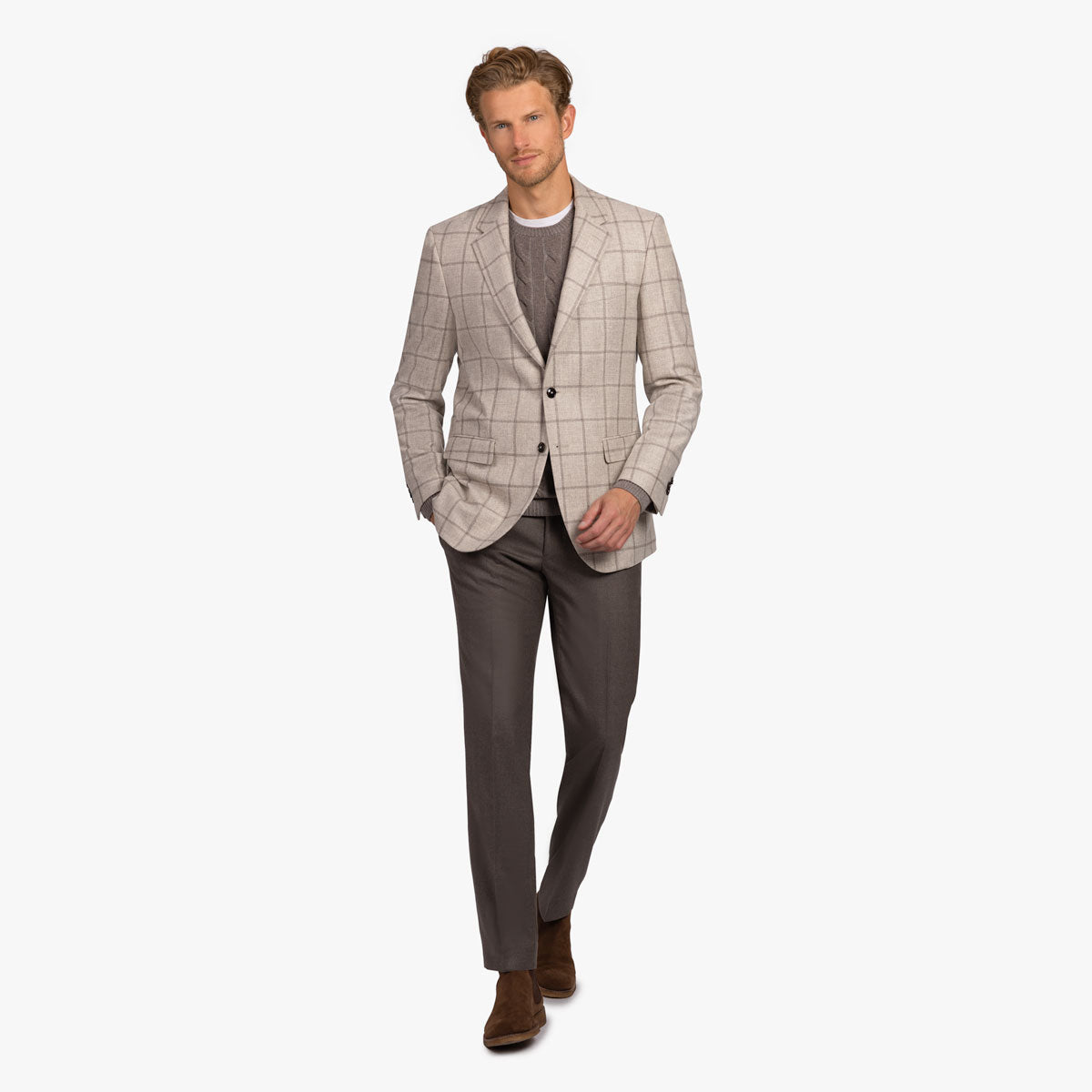 Sakko Prato mit Windowpane-Check in beige beige/karo Bild 6