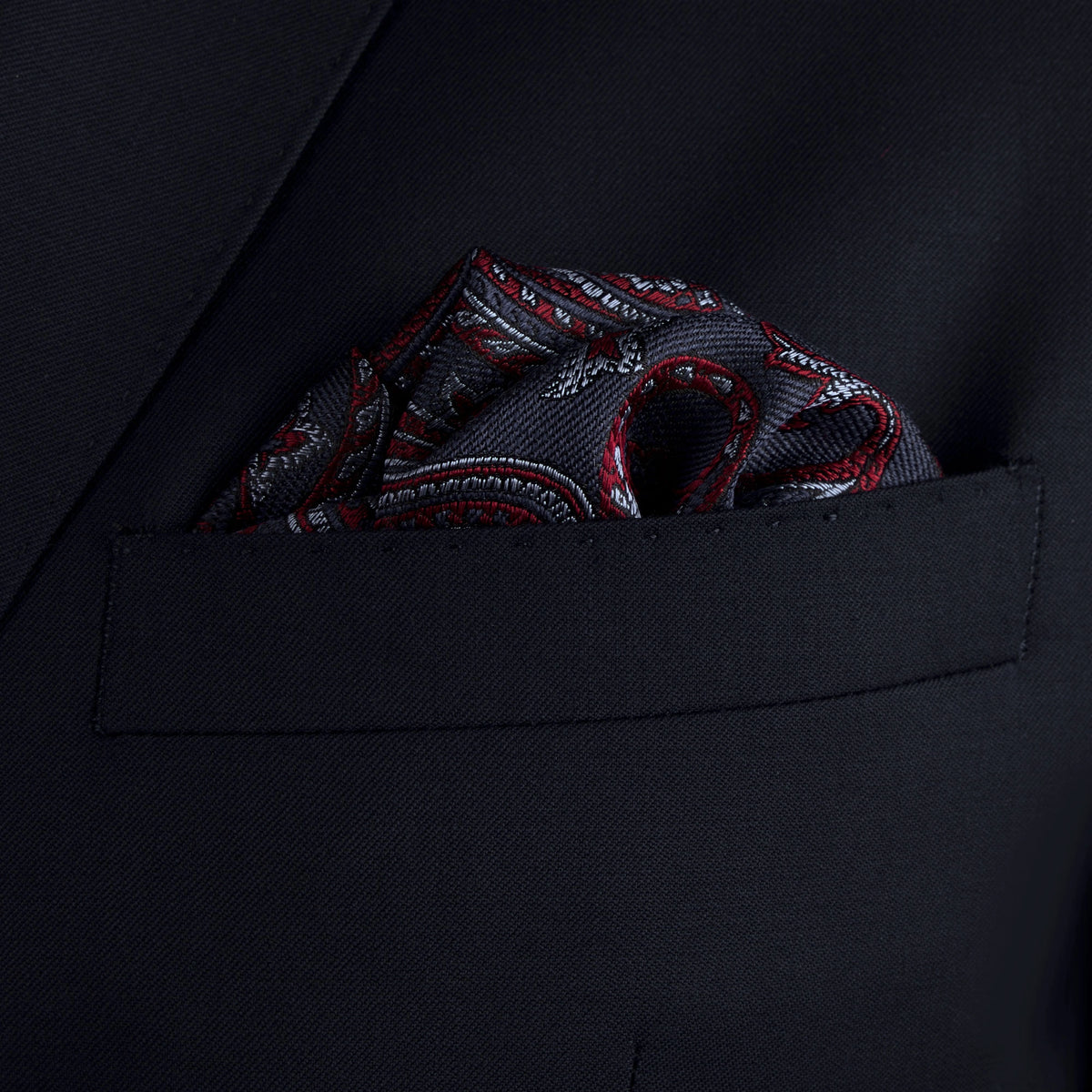 Einstecktuch in Blau mit rotem Paisleymuster red Bild 1
