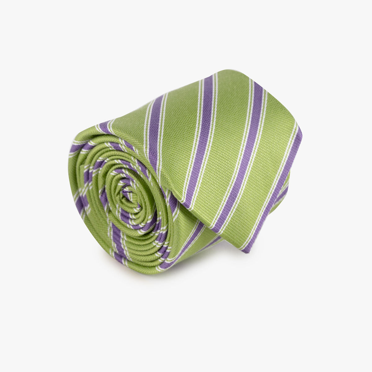 Krawatte aus Seide/Baumwolle in hellgrün gestreift grün Bild 1