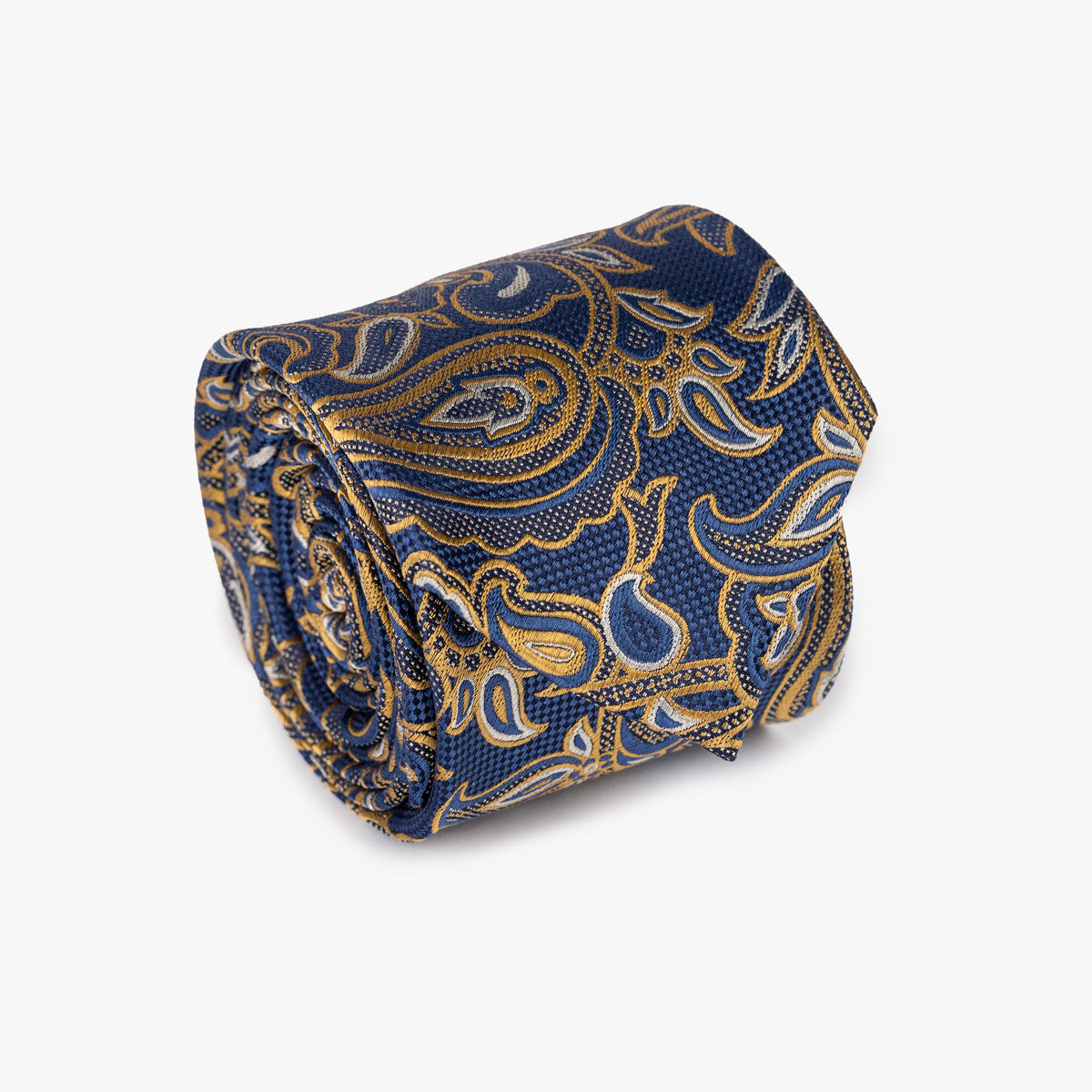 Krawatte mit Paisley in blau gold gelb Bild 1