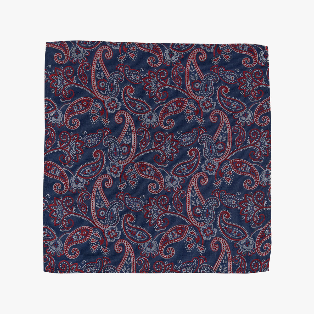 Einstecktuch aus reiner Seide in Blau mit Paisley-Muster in Rot dkl. blau Bild 2