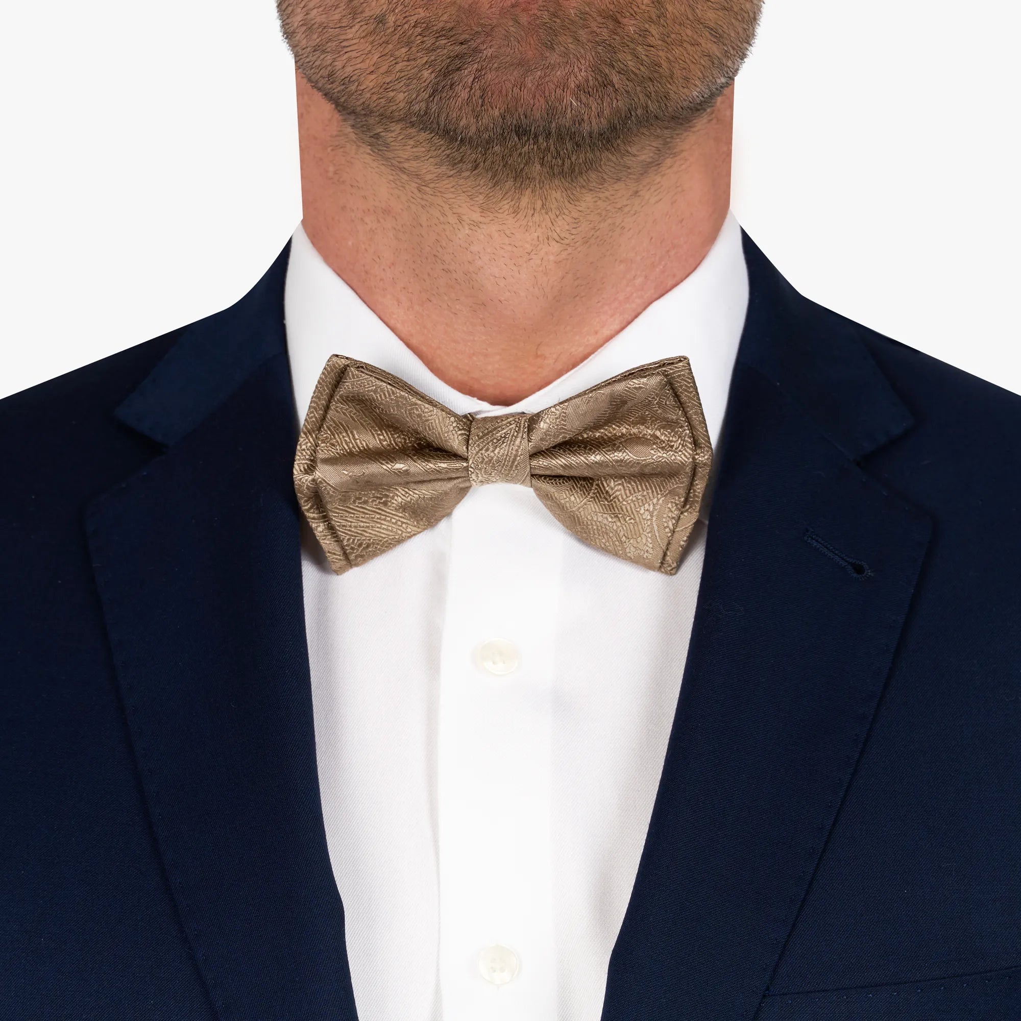 Vorgebundene Fliege aus Seide mit Paisleymuster in beige beige Bild 1