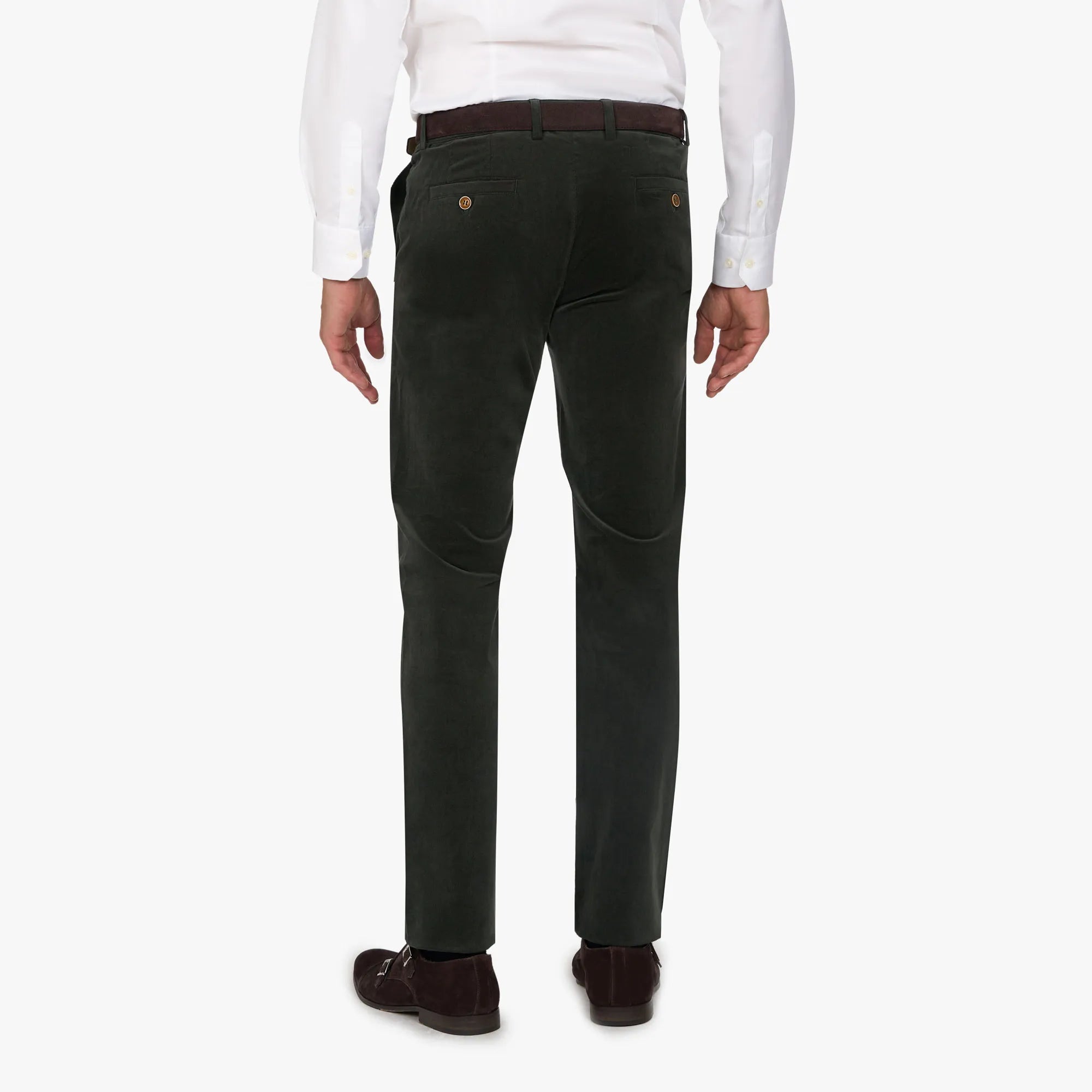 Chino aus Feincord in Olivgrün dkl. grün Bild 2