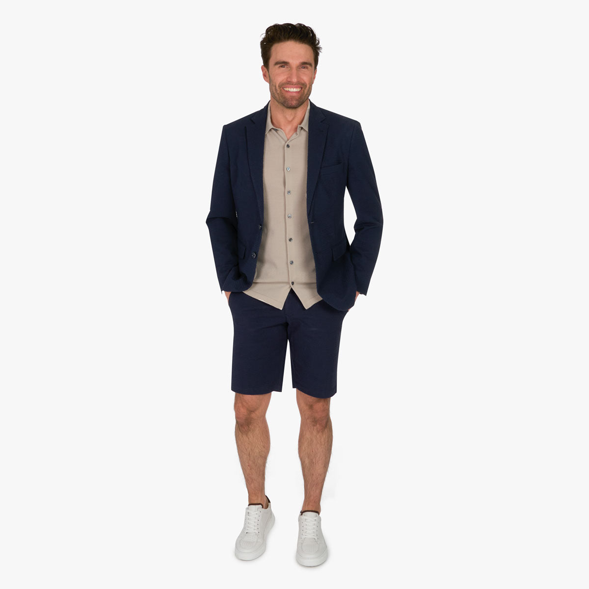 Bermuda mit Seersucker Struktur in Blau dkl. blau Bild 2