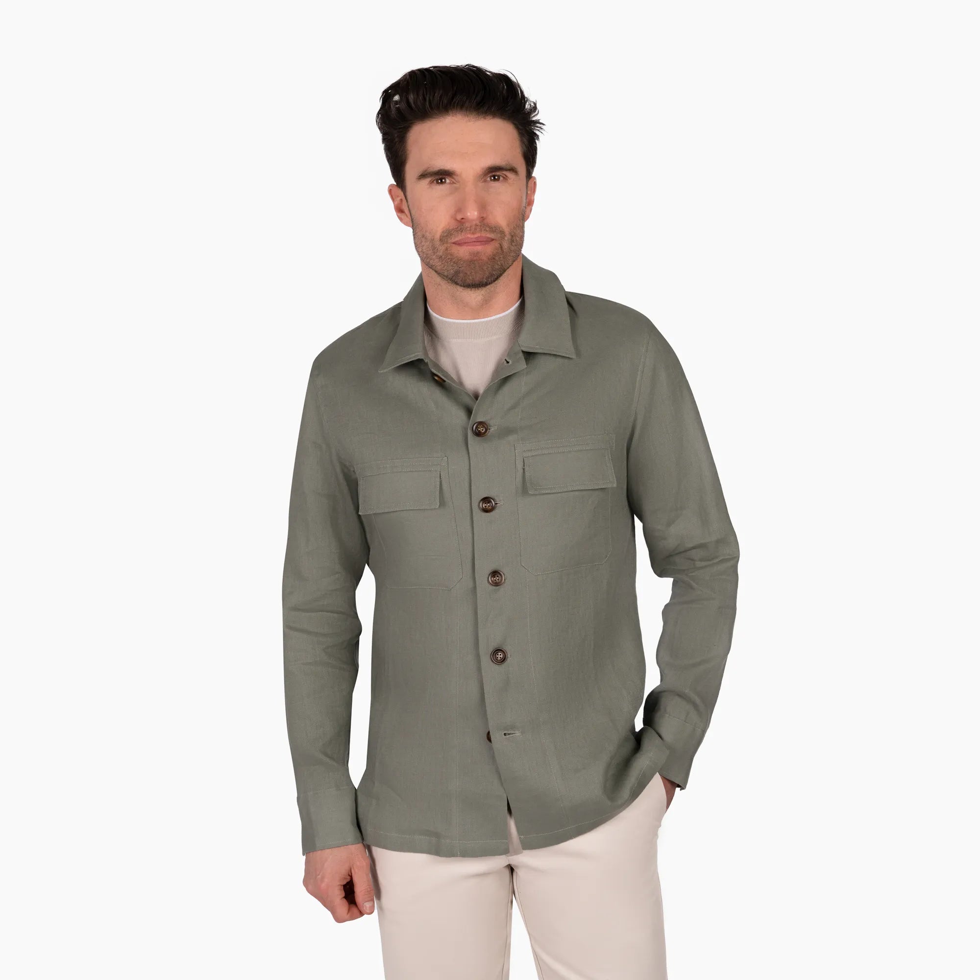 Hemdjacke aus Leinen in hellgrün grün Bild 1