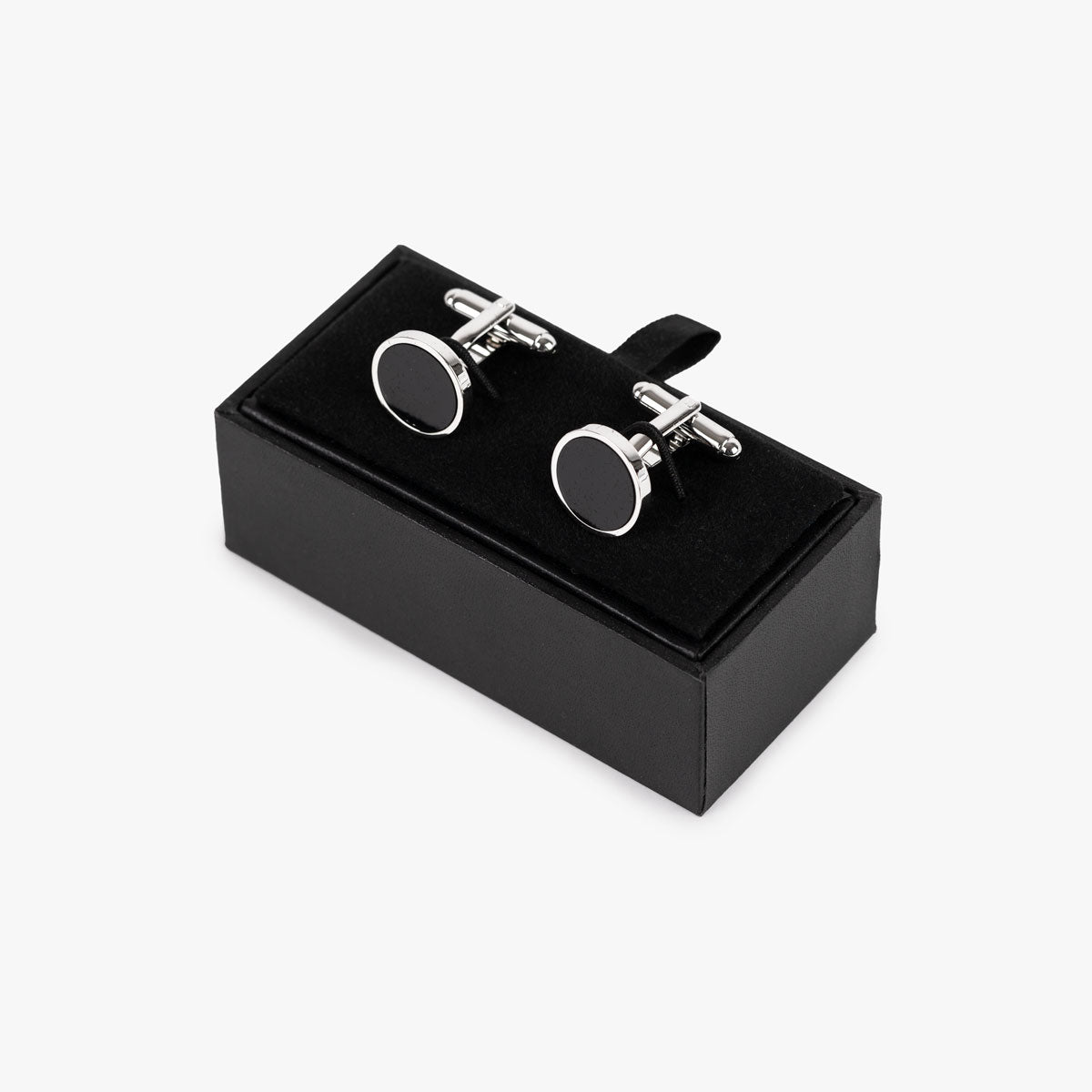 Manschettenknöpfe rund in silber-schwarz silber/schwarz Bild 1