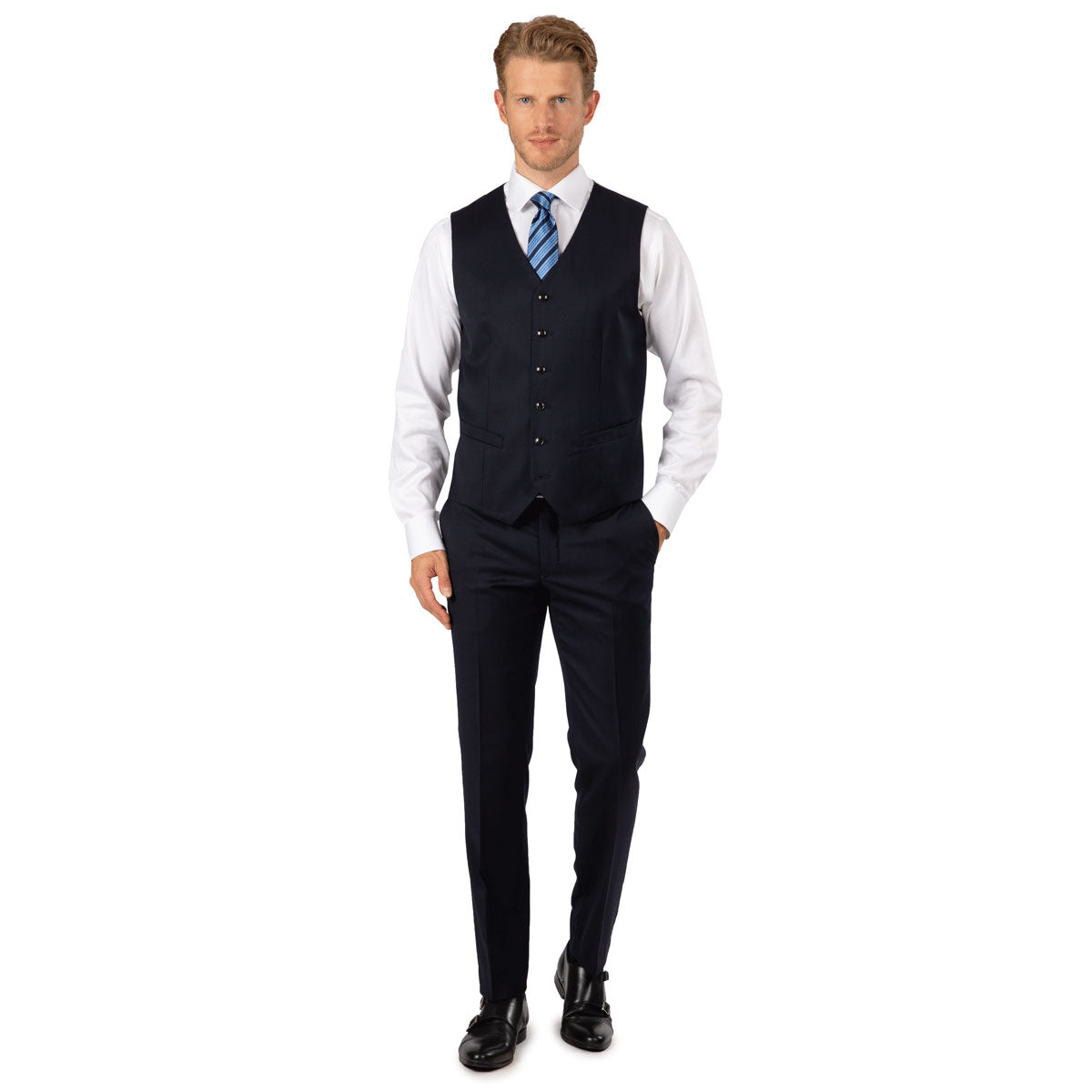 Mann in eleganter Herrenmode gekleidet.
