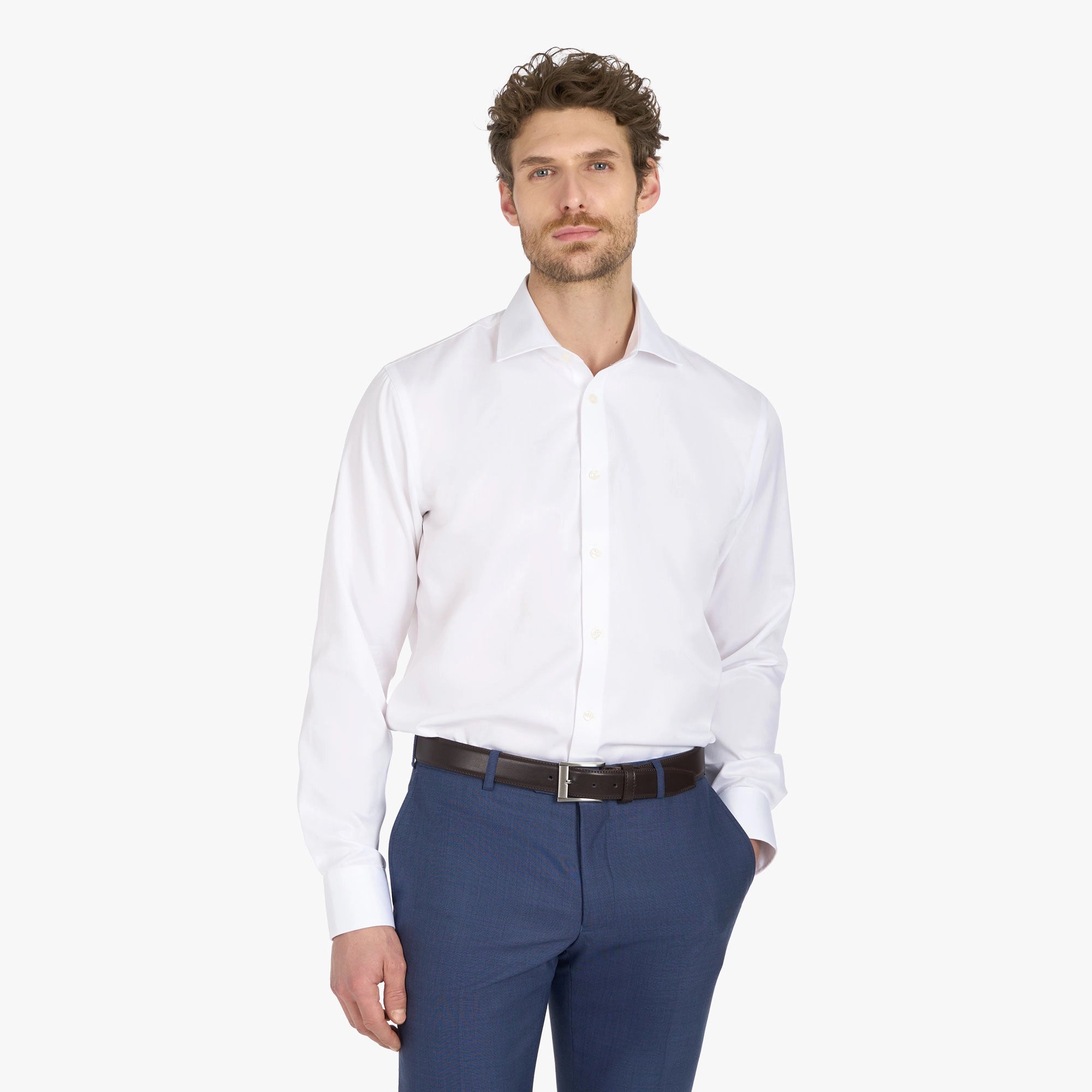 Modern Fit Hemd aus reiner Baumwolle in Weiß white Bild 1
