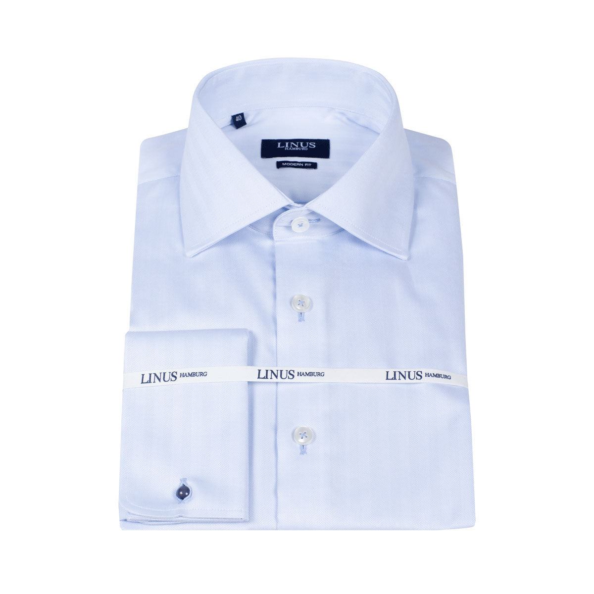 Modern Fit Hemd Fischgrat Umschlagmanschette light blue Bild 3