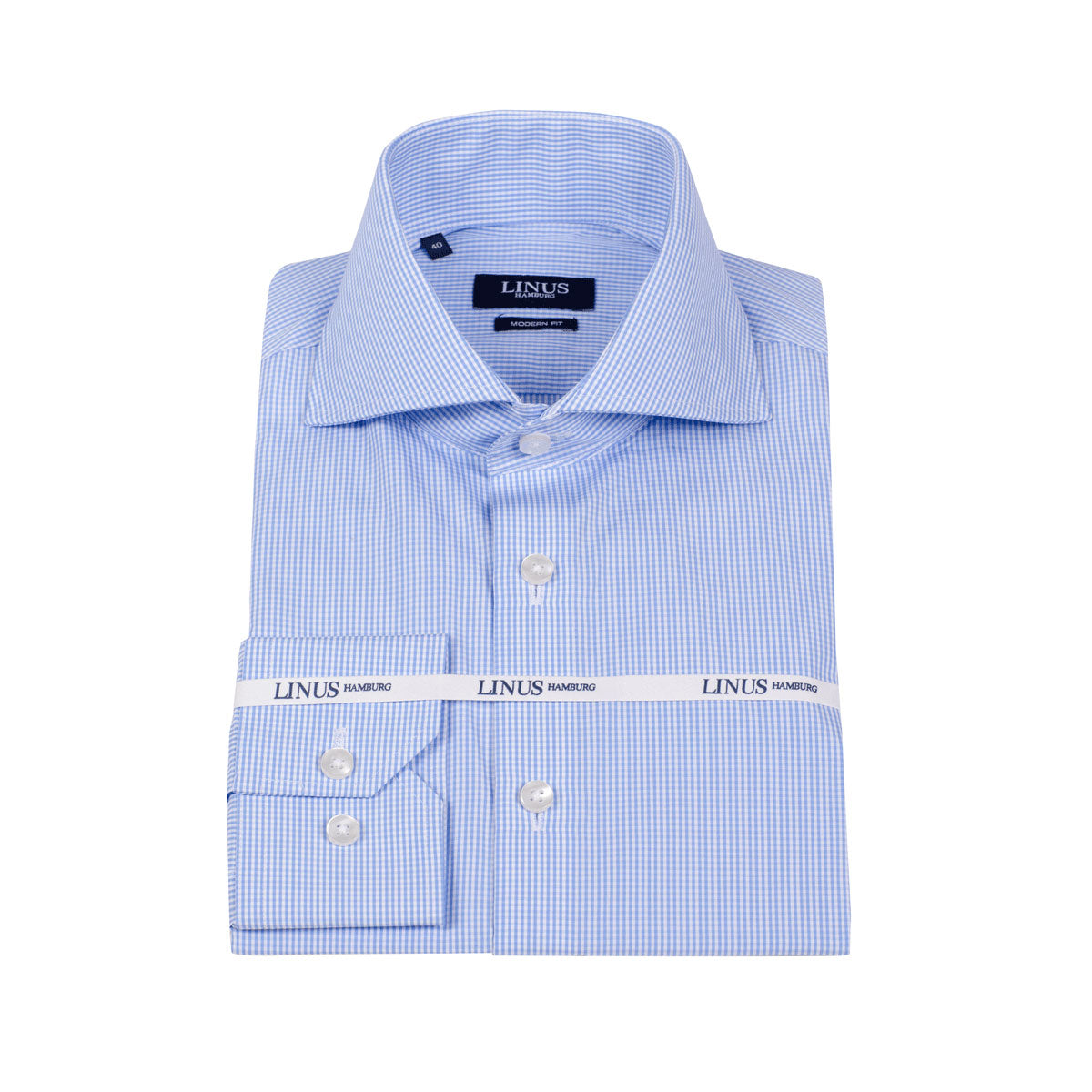 Modern Fit Hemd Haikragen blau-weiß kariert blue/white Bild 2