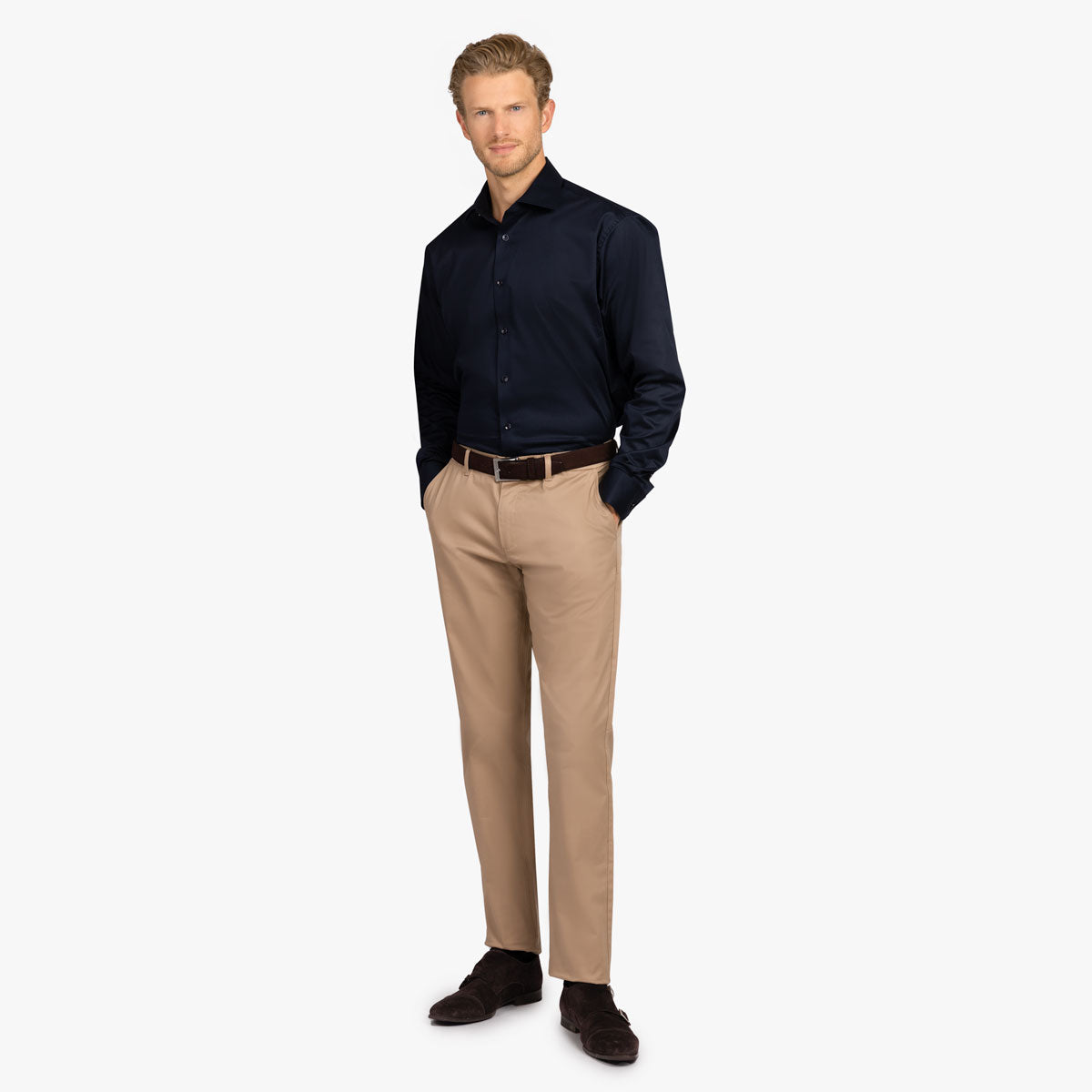 Modern Fit Hemd in dunkelblau mit extralangem Arm drk. blue Bild 6