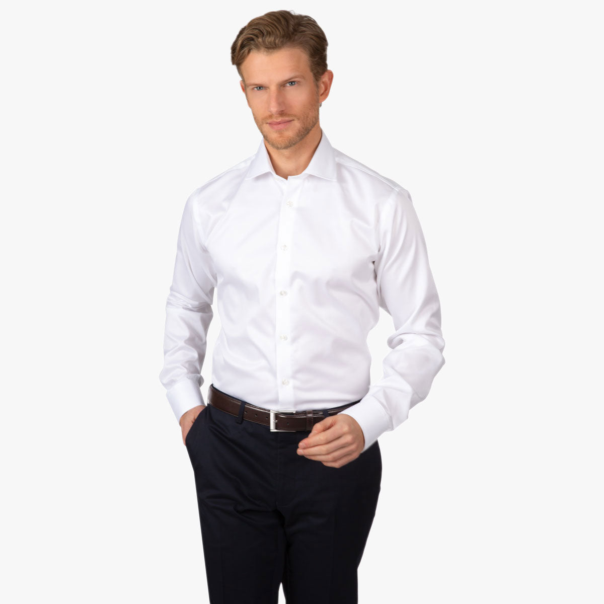 Modern Fit Hemd Twill mit extra langem Arm white Bild 1