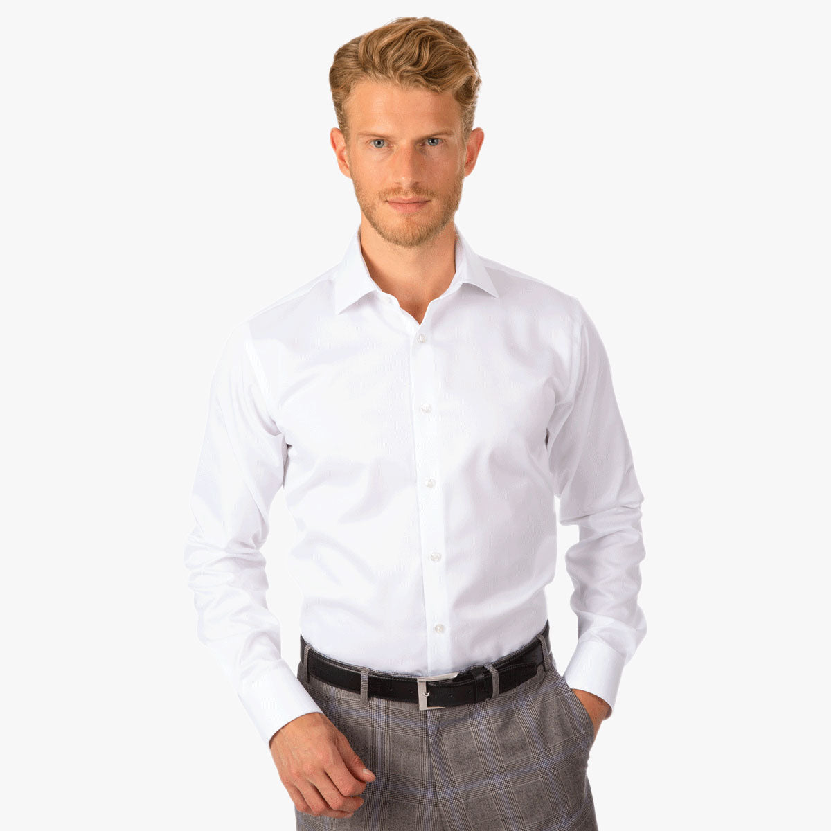 Modern Fit Hemd Twill mit Kentkragen white Bild 1