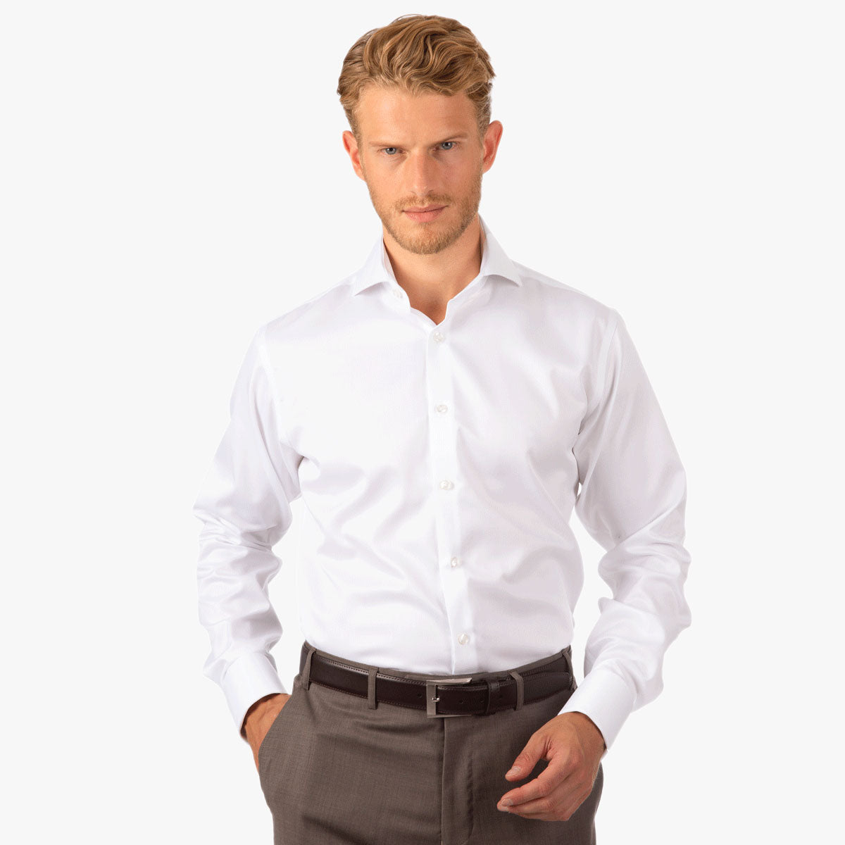 Modern Fit Hemd Umschlagmanschette weiß white Bild 1