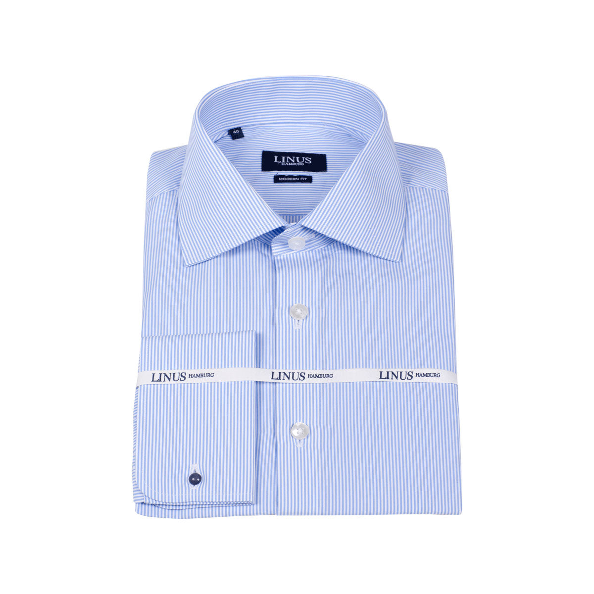 Modern Fit Hemd Umschlagmanschette blau-weiß gestreift blue/white Bild 2