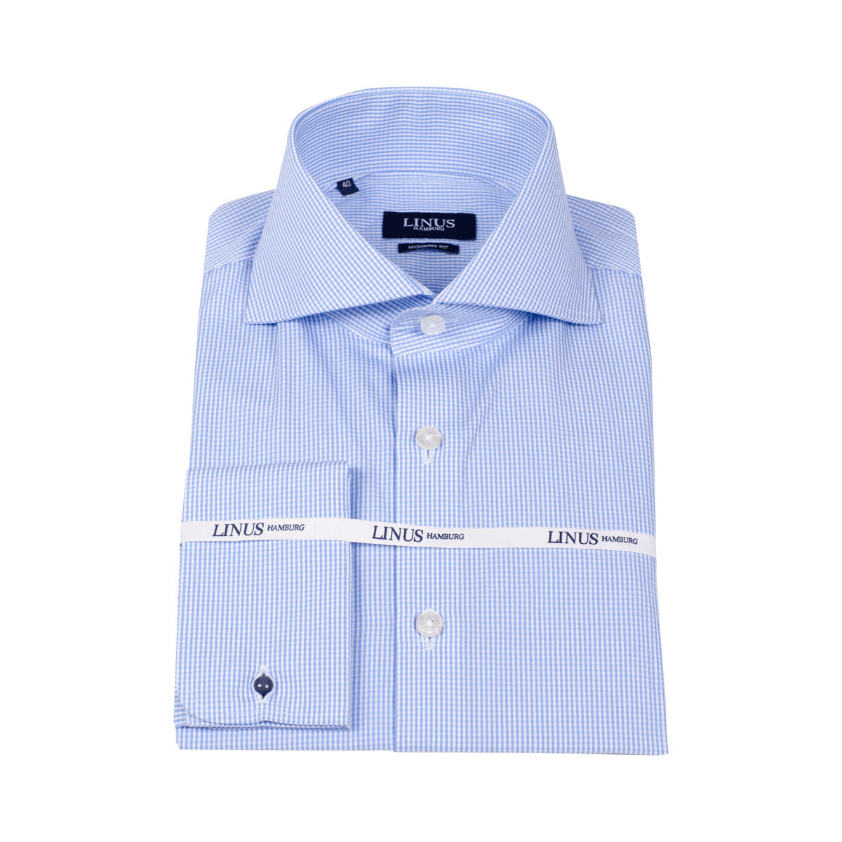 Modern Fit Hemd Umschlagmanschette blau-weiß blue/white Bild 2