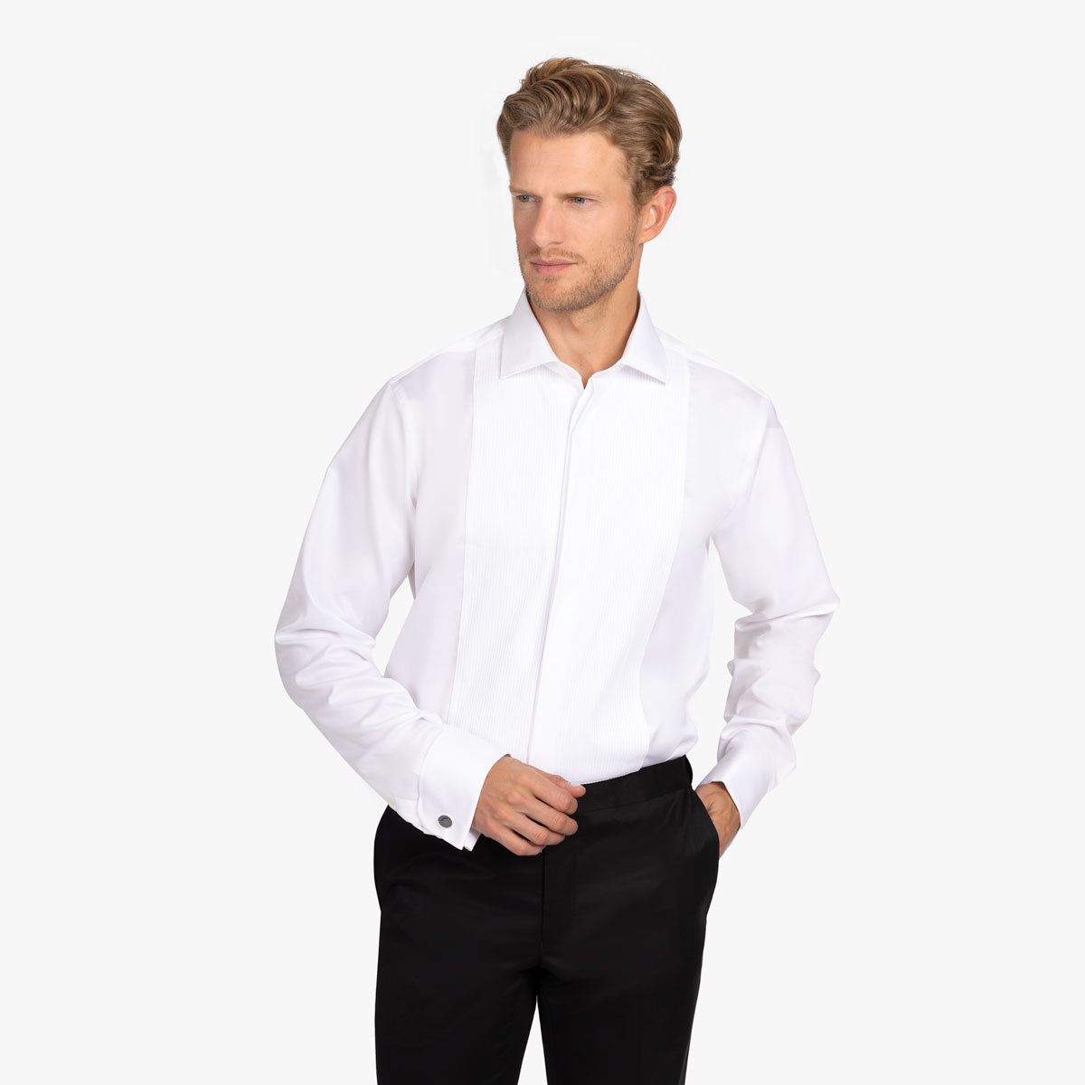 Modern Fit Smoking Hemd mit Umschlagmanschette white Bild 1