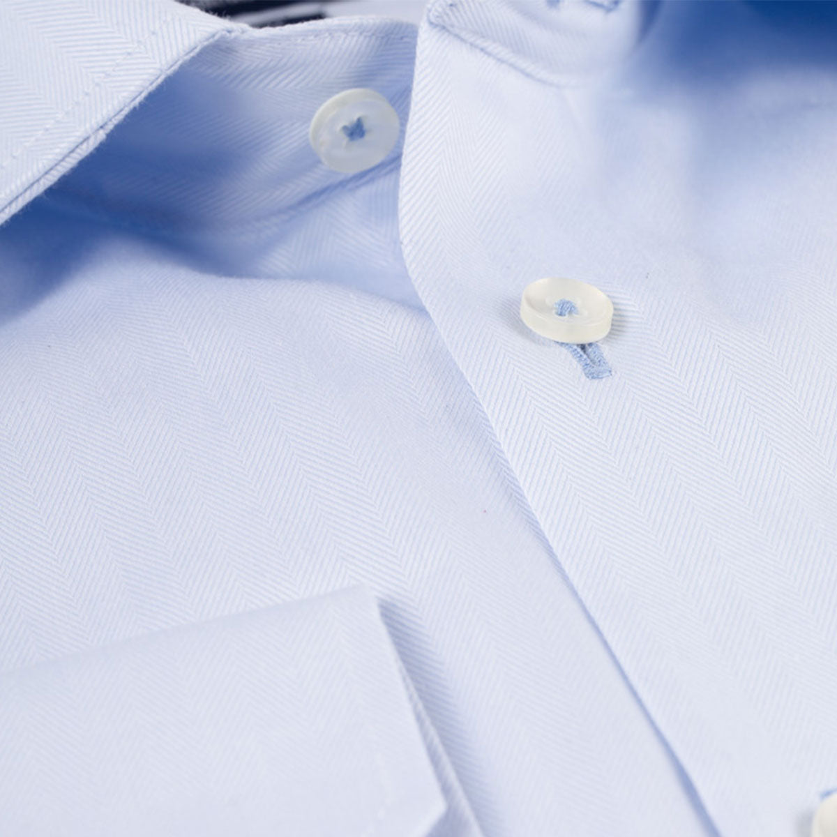 Slim Fit Hemd Fischgrat hellblau mit extra langem Arm lightblue Bild 3