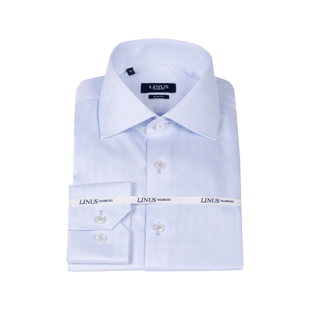 Slim Fit Hemd Fischgrat hellblau light blue Bild 2