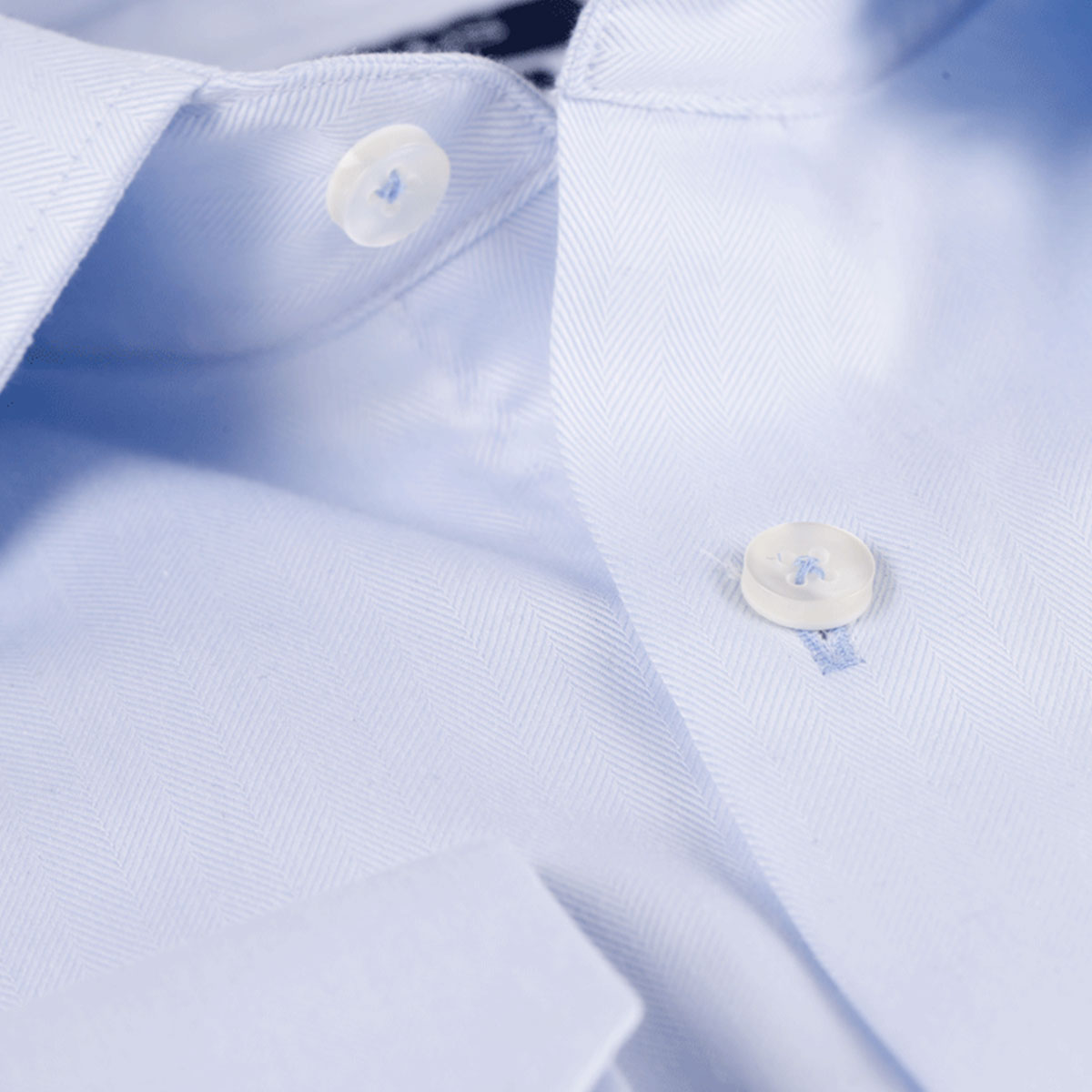 Slim Fit Hemd Fischgrat hellblau light blue Bild 3