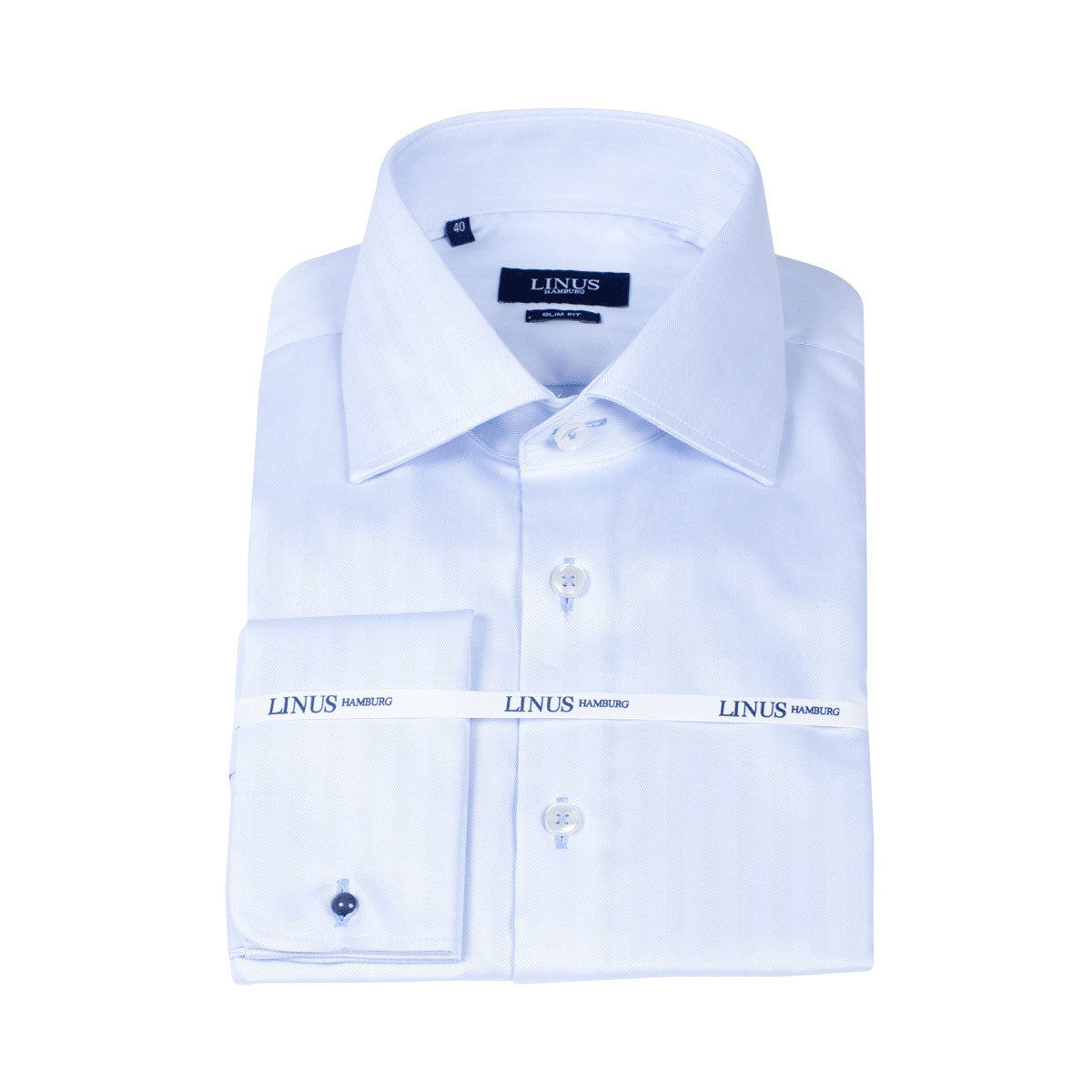 Slim Fit Hemd Fischgrat Umschlagmanschette light blue Bild 2