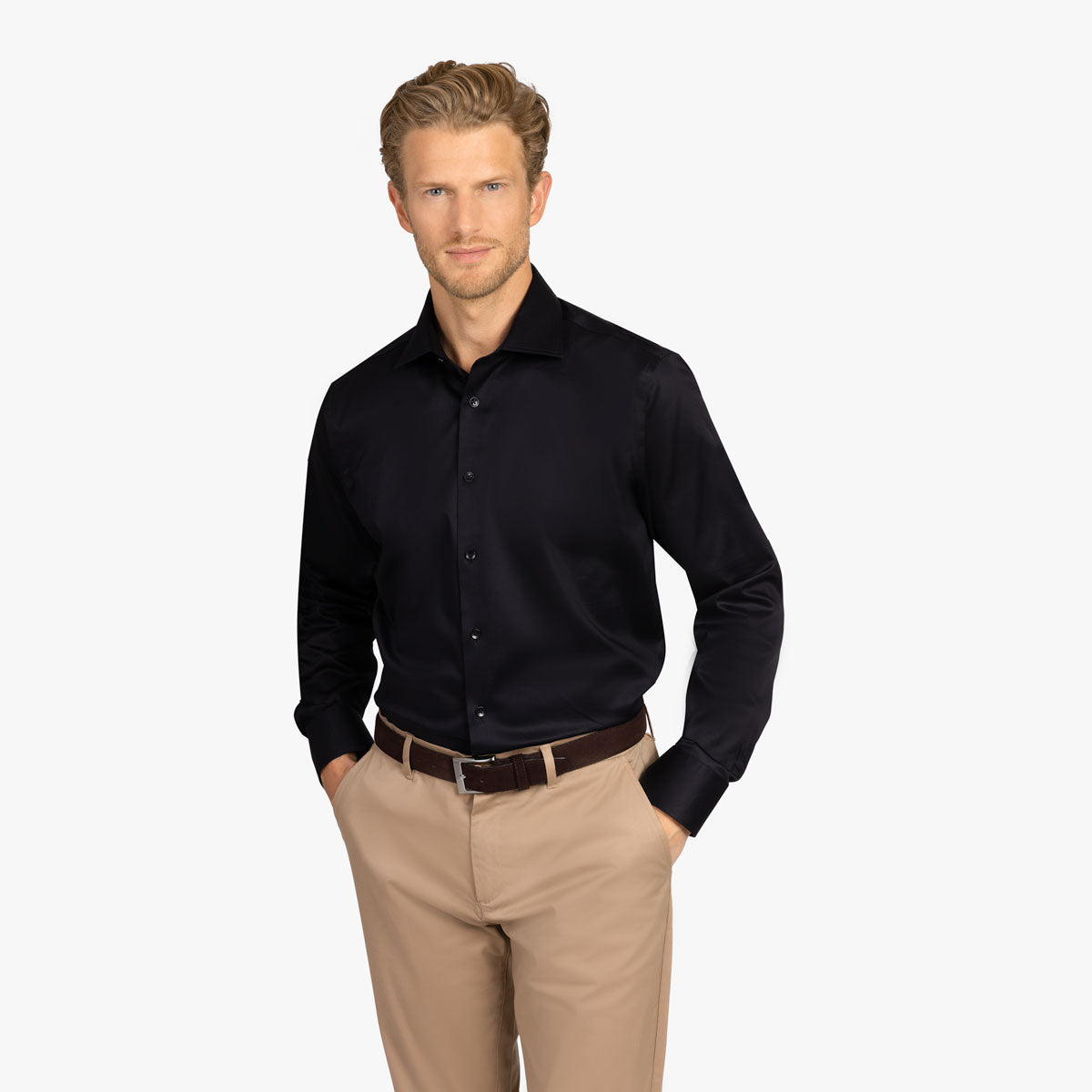 Slim Fit Hemd in schwarz black Bild 1