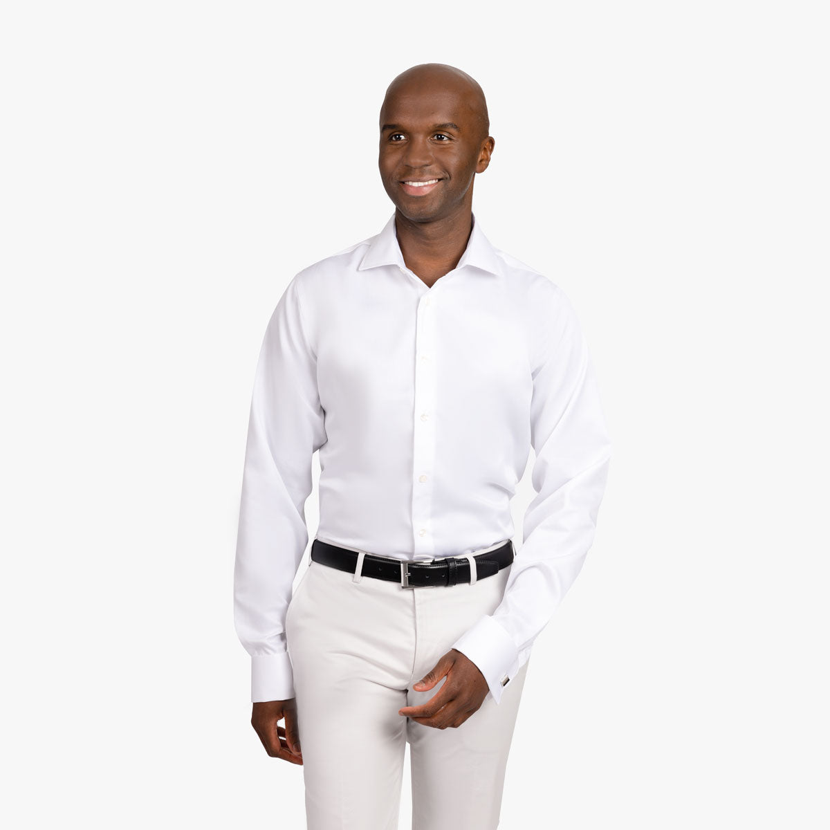 Slim Fit Hemd in weiß mit extralangem Arm white Bild 1