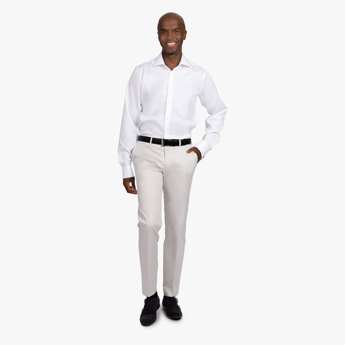 Slim Fit Hemd in weiß mit extralangem Arm white Bild 5