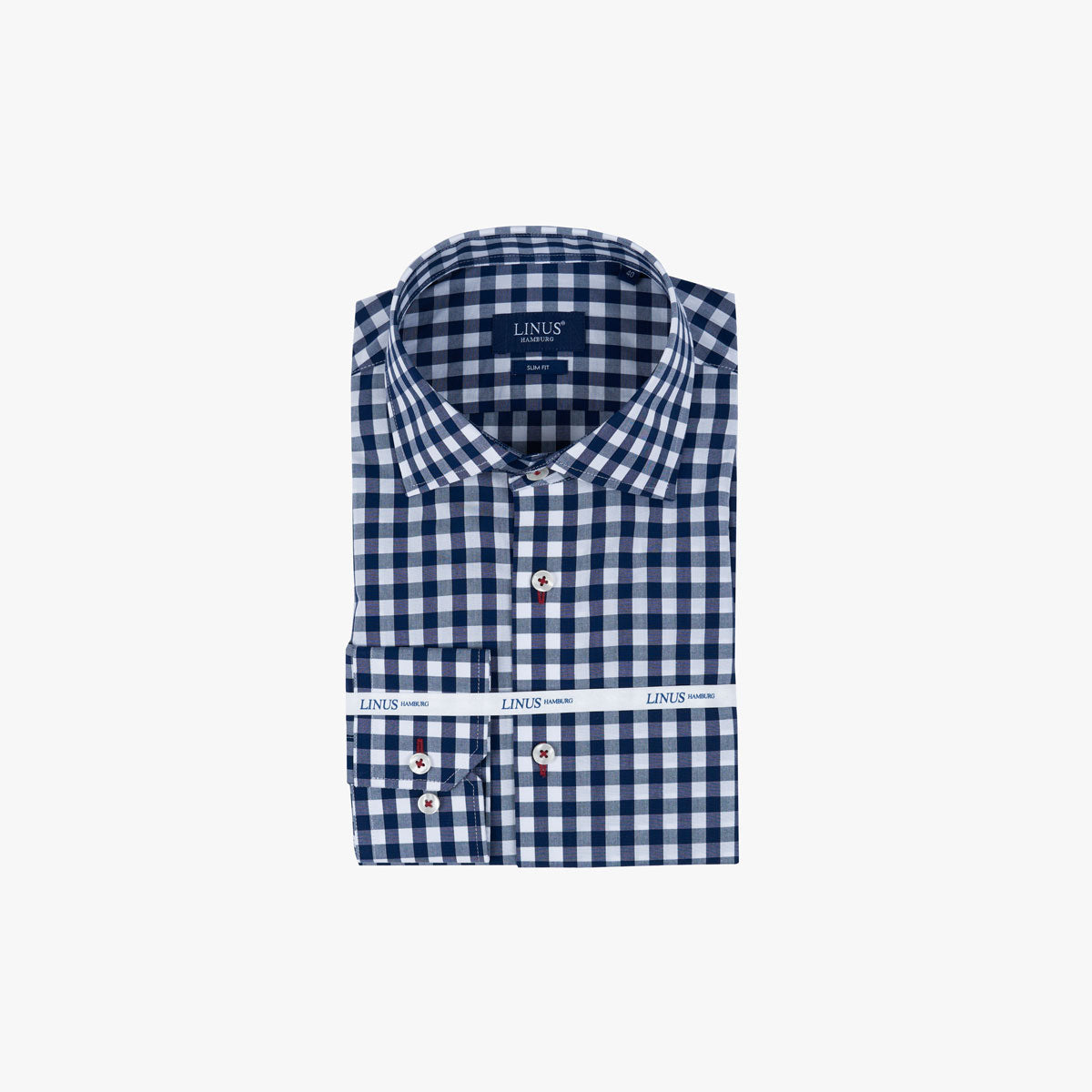 Slim Fit Hemd mit blauen und weißen Karos dkl. blau Bild 4