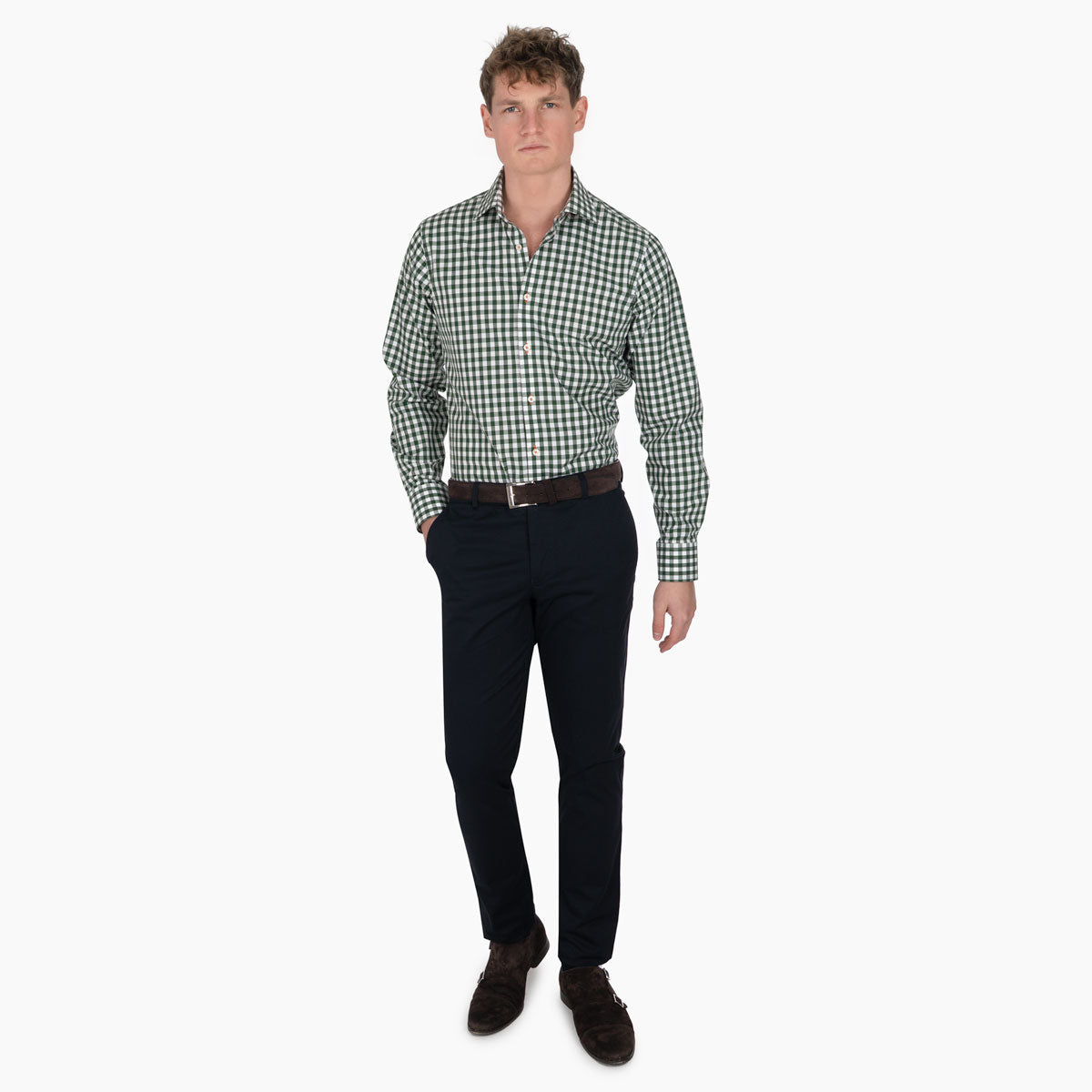 Slim Fit Hemd mit grünen und weißen Karos green Bild 3