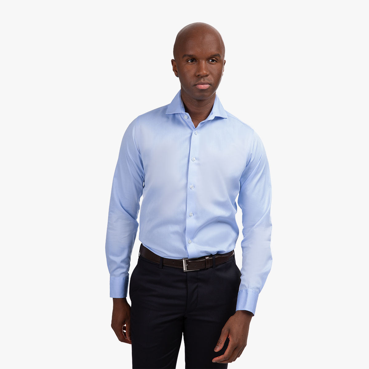 Slim Fit Hemd mit Haifischkragen hellblau light blue Bild 1