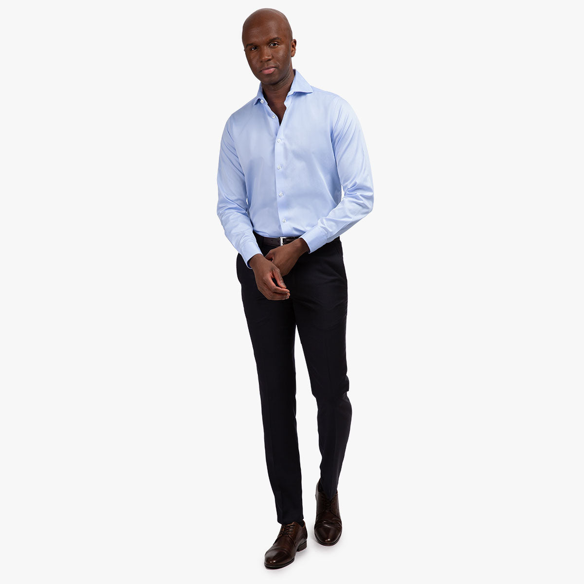 Slim Fit Hemd mit Haifischkragen hellblau light blue Bild 3