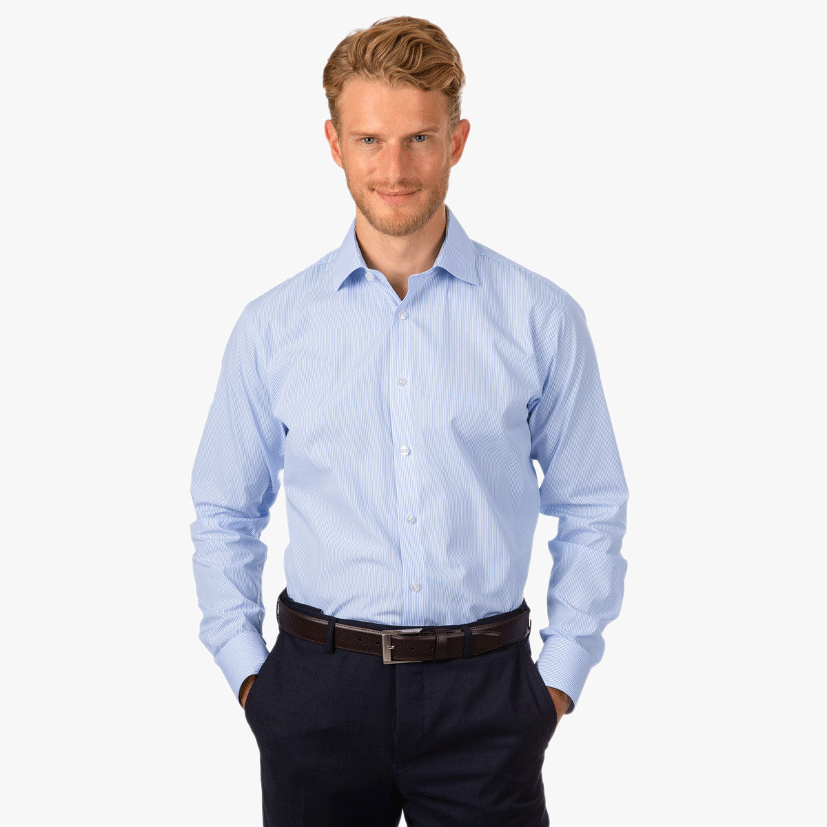 Slim Fit Hemd Umschlagmanschette blau-weiß gestreift blue/white Bild 1