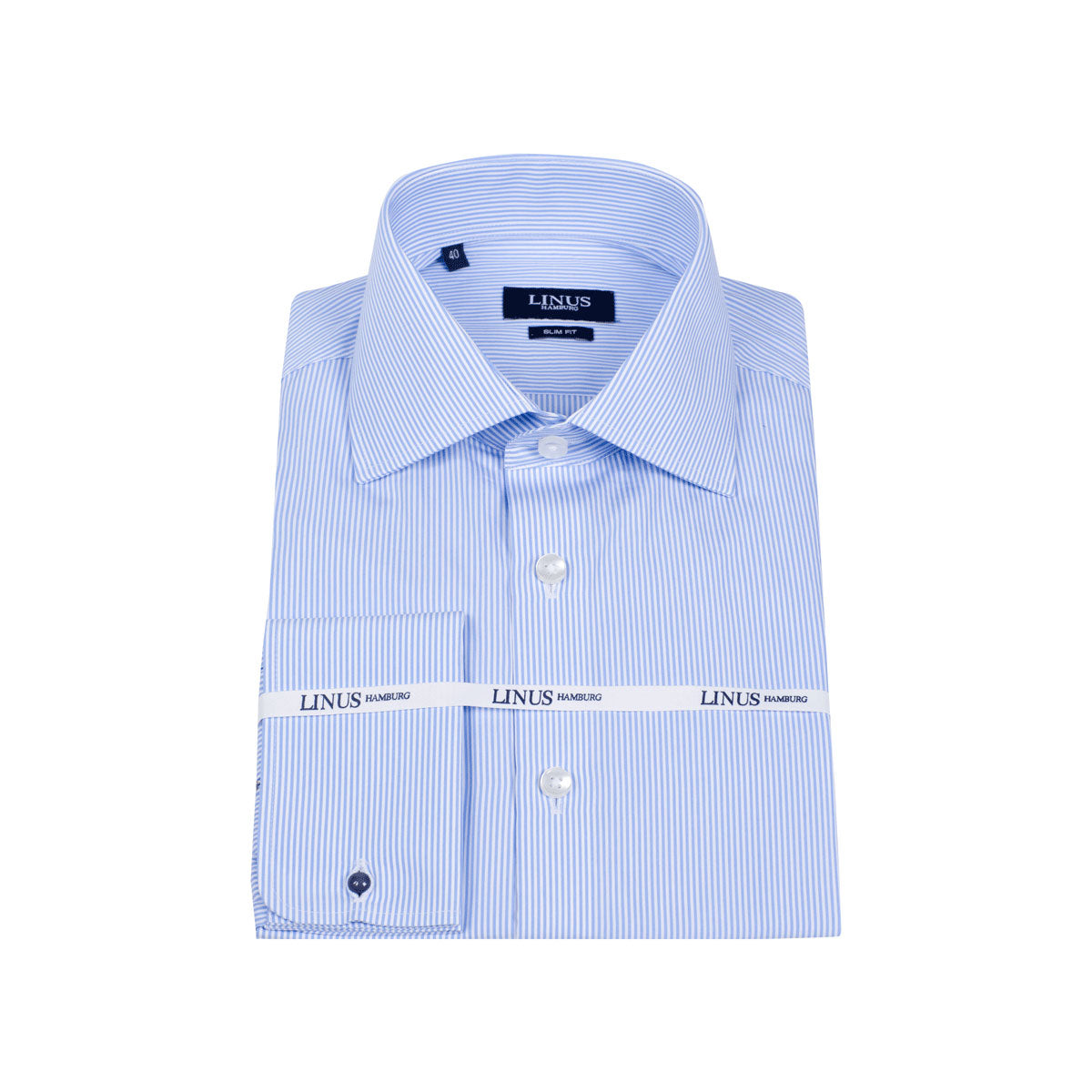 Slim Fit Hemd Umschlagmanschette blau-weiß gestreift blue/white Bild 2