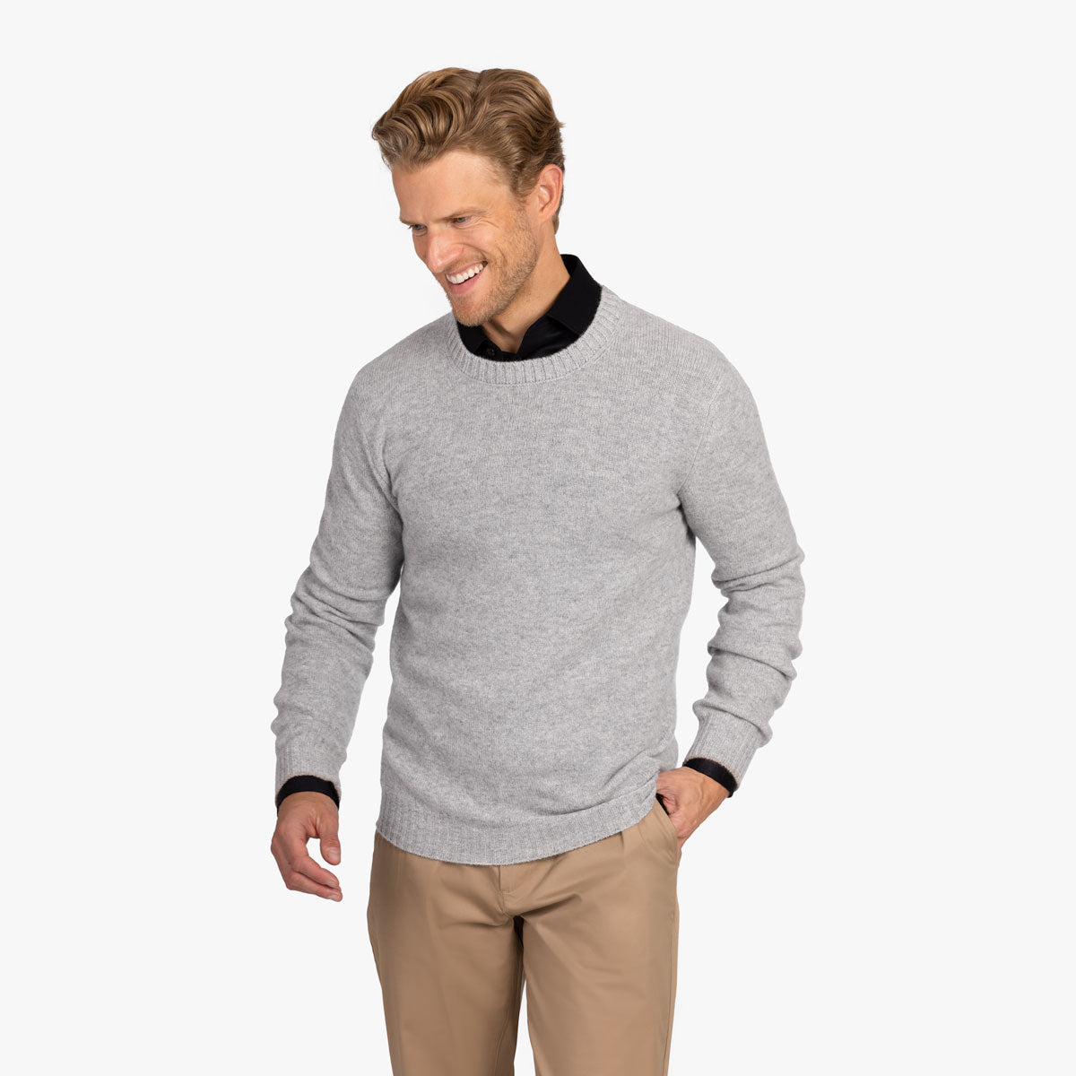 Feinstrickpullover aus Kaschmir in hellgrau 19059/ contr. 19359 Bild 1