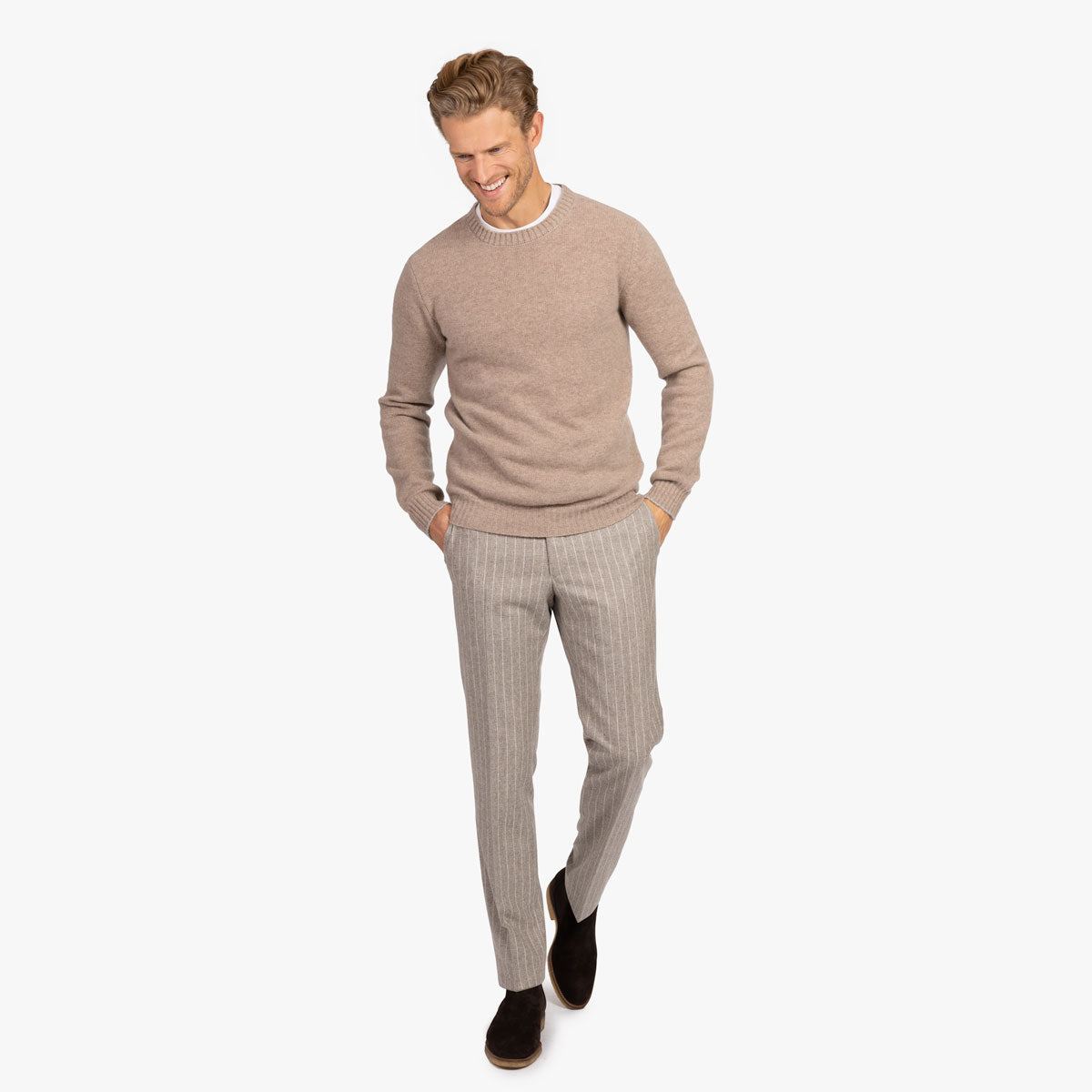 Feinstrickpullover aus Kaschmir in hellbraun 19359/ contr. 19059 Bild 7