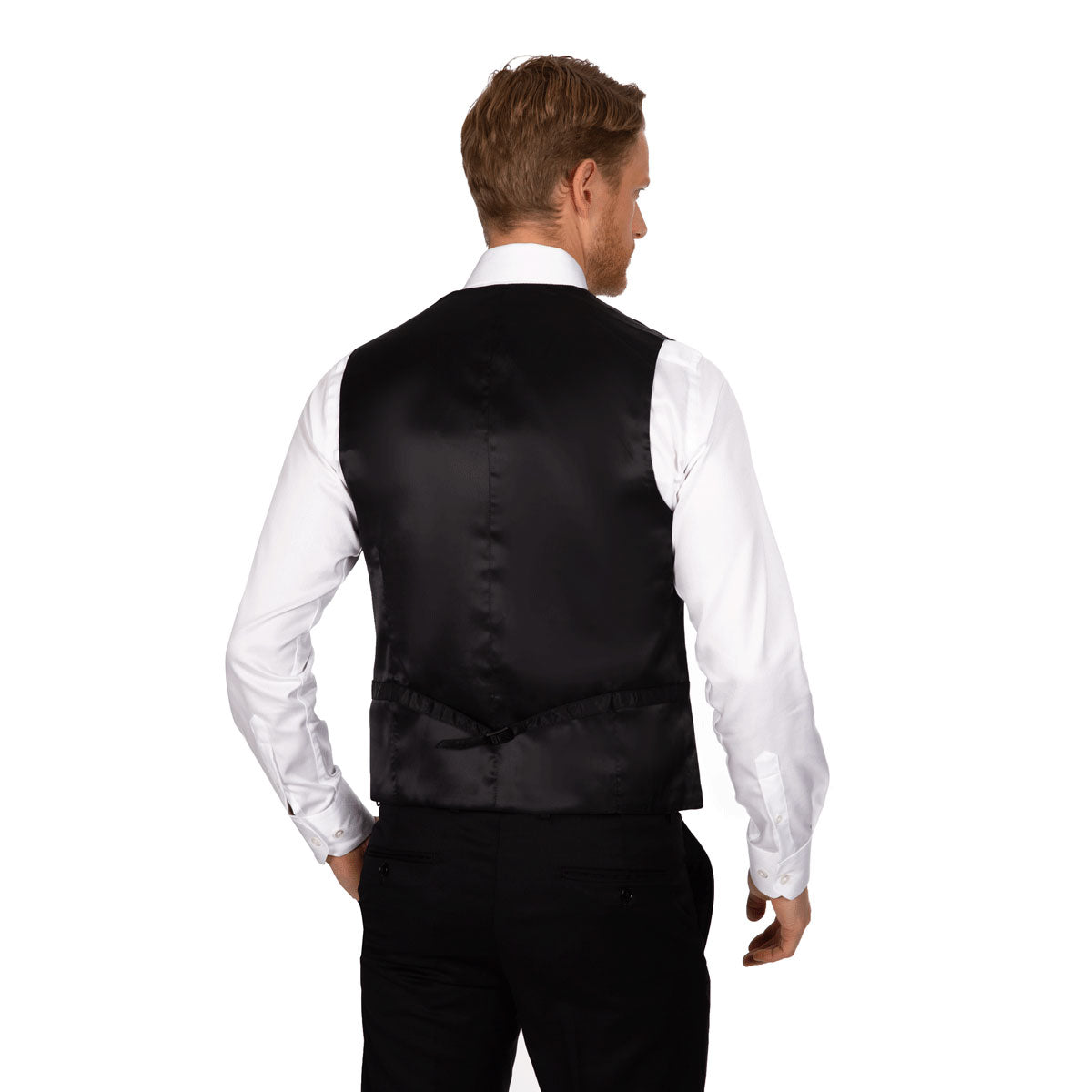 Mann in eleganter Herrenmode rückseitig.