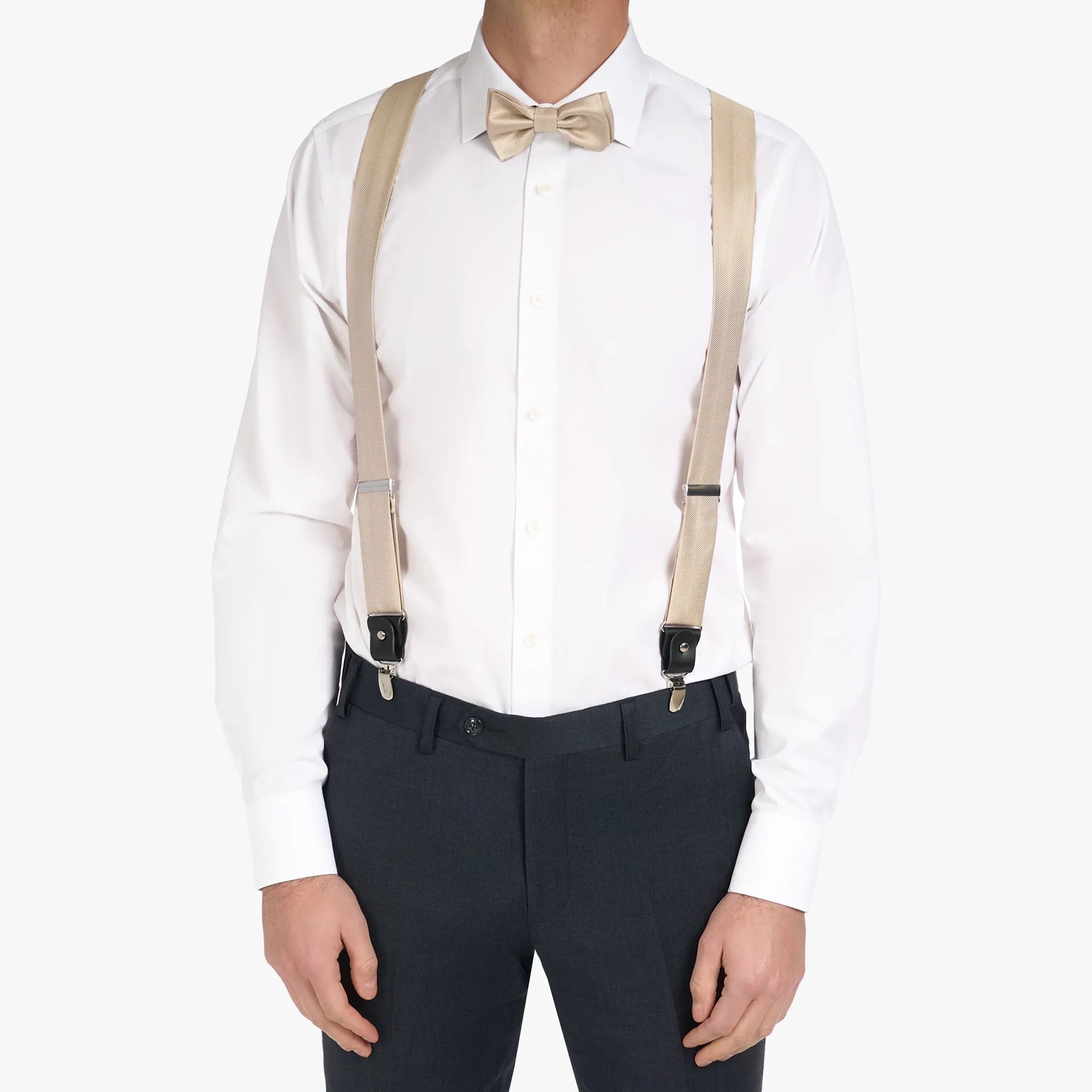 Hosenträger mit passender Fliege in Beige beige Bild 1