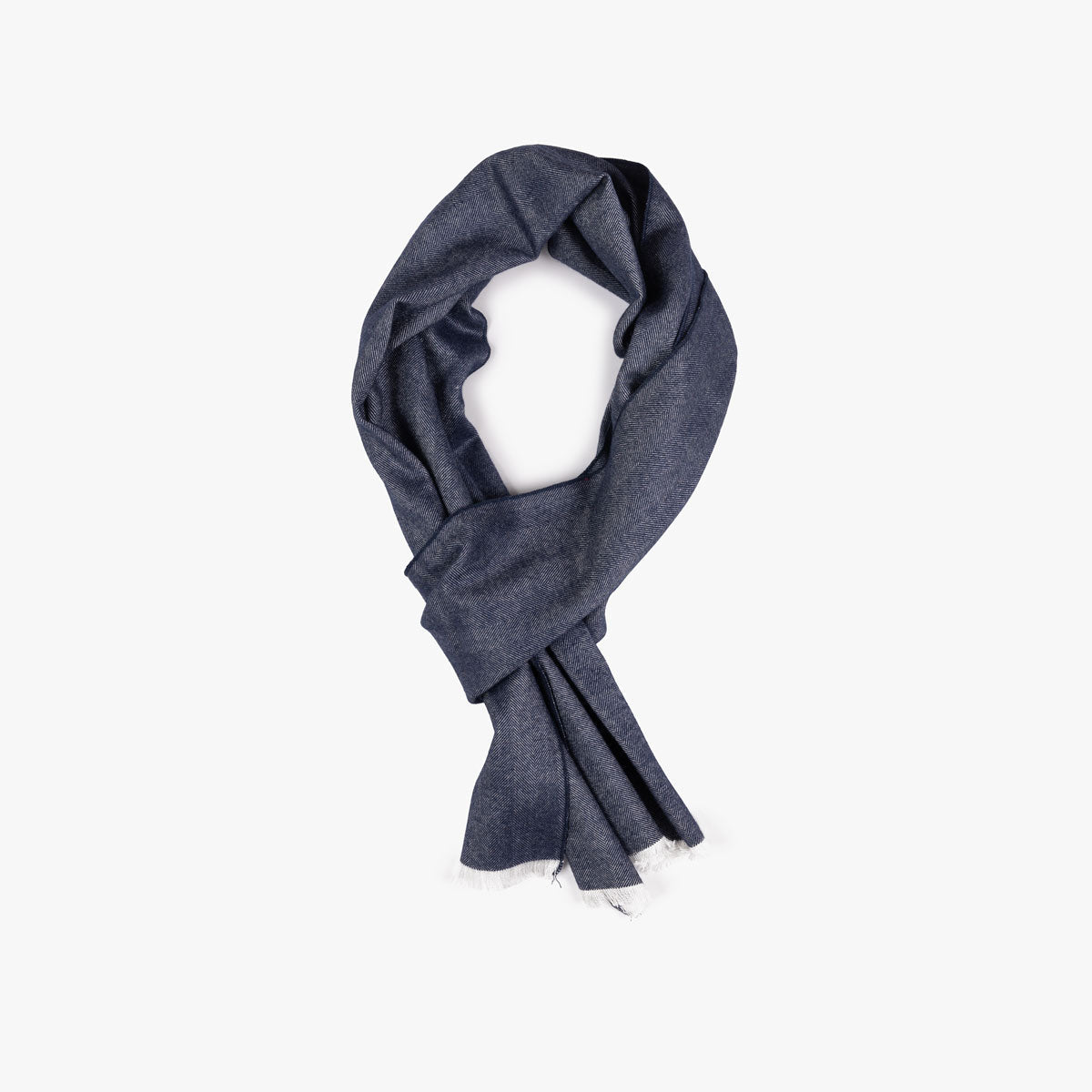 Schal in Blau mit Fischgrätmuster und weißen Fransen dkl. blau/weiß Bild 1