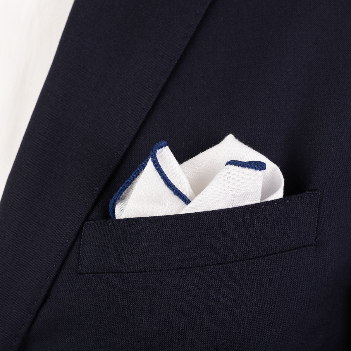 Einstecktuch aus Leinen in Weiß und Blau dkl. blau Bild 1