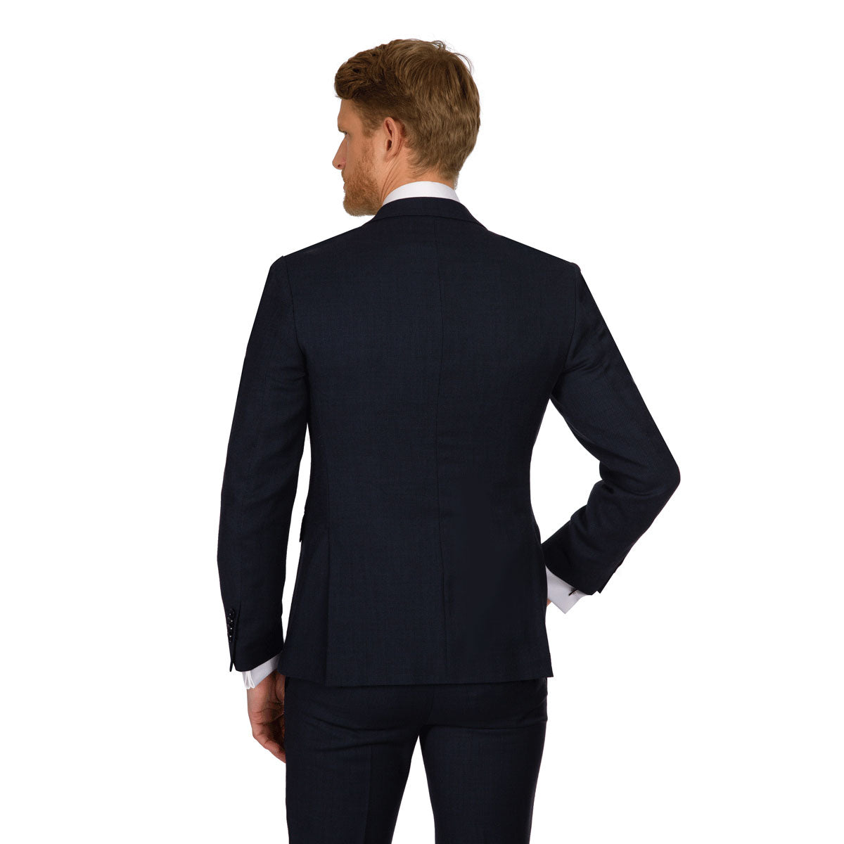 Mann im eleganten Anzug rückwärts.