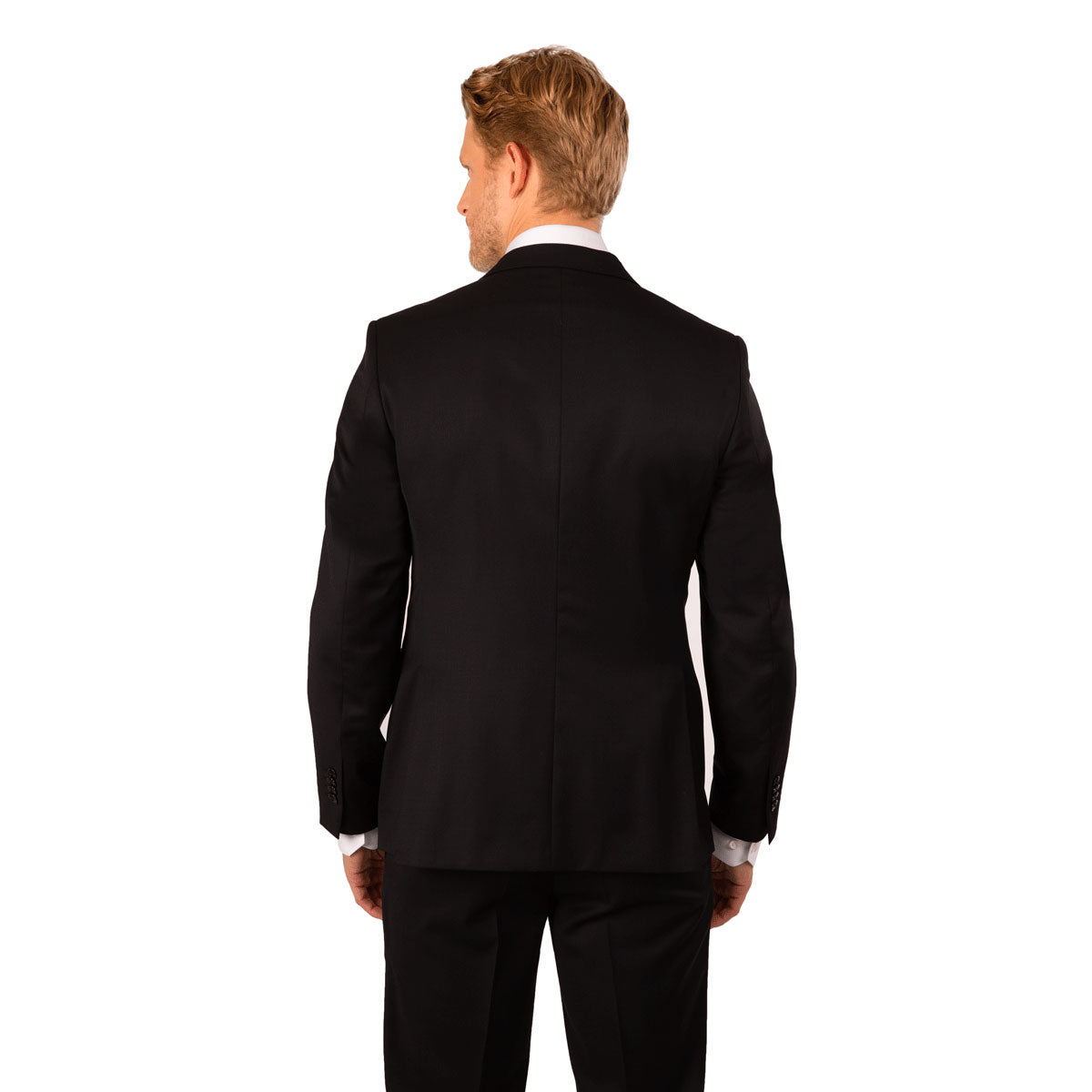 Mann im eleganten Anzug rückwärts.