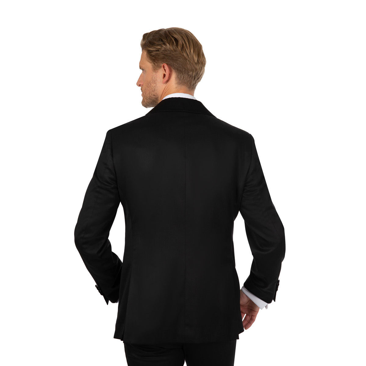 Mann im eleganten Anzug rückwärts.