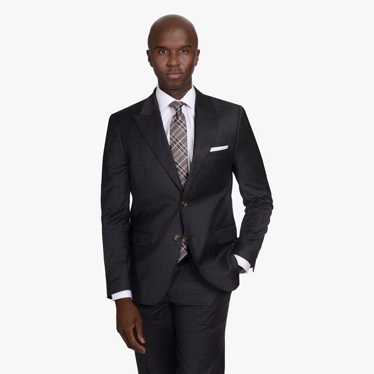 Anzug Fano/N  mit steigendem Revers und R-Bund in anthrazit charcoul Bild 2