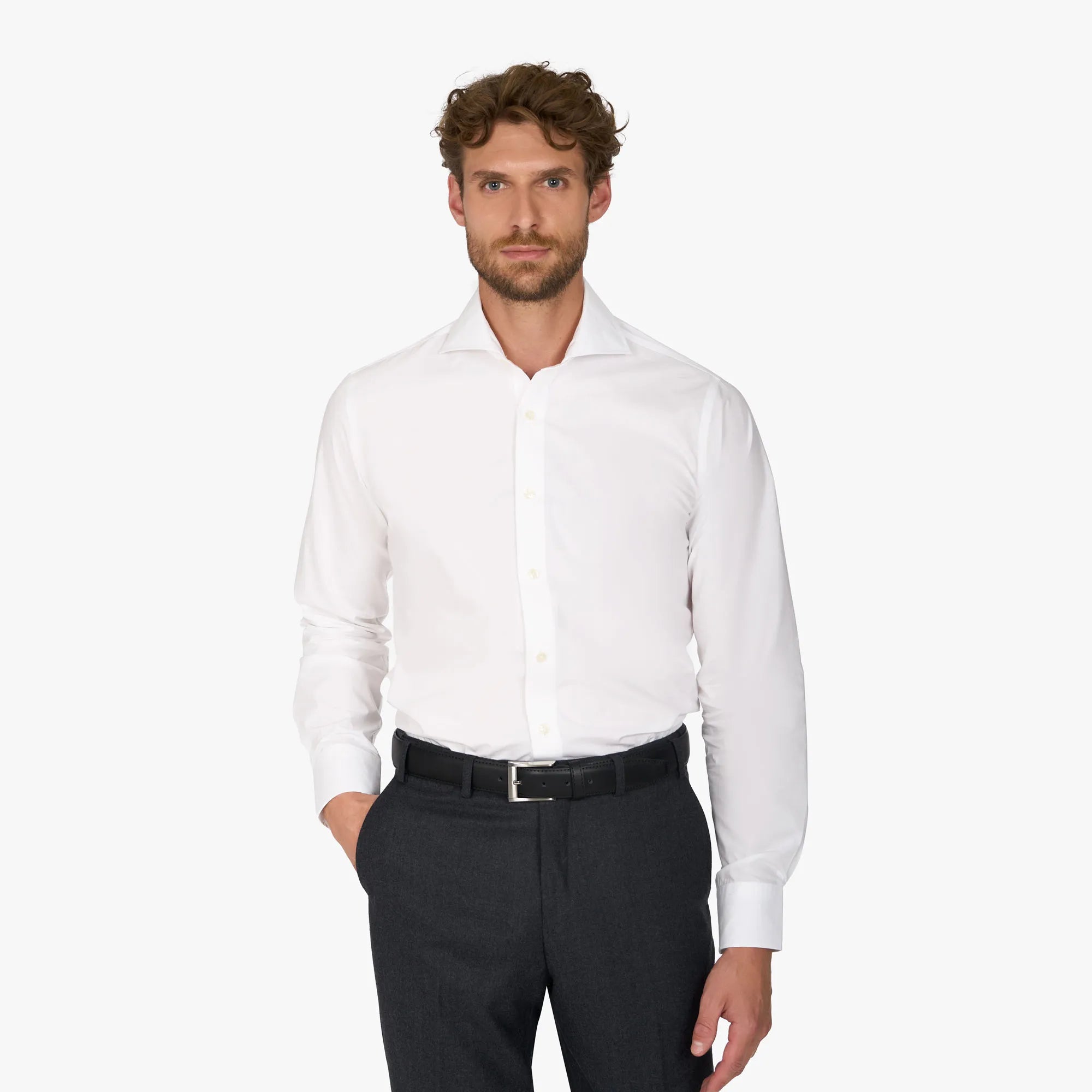 Slim Fit Hemd aus reiner Baumwolle in Weiß white Bild 1