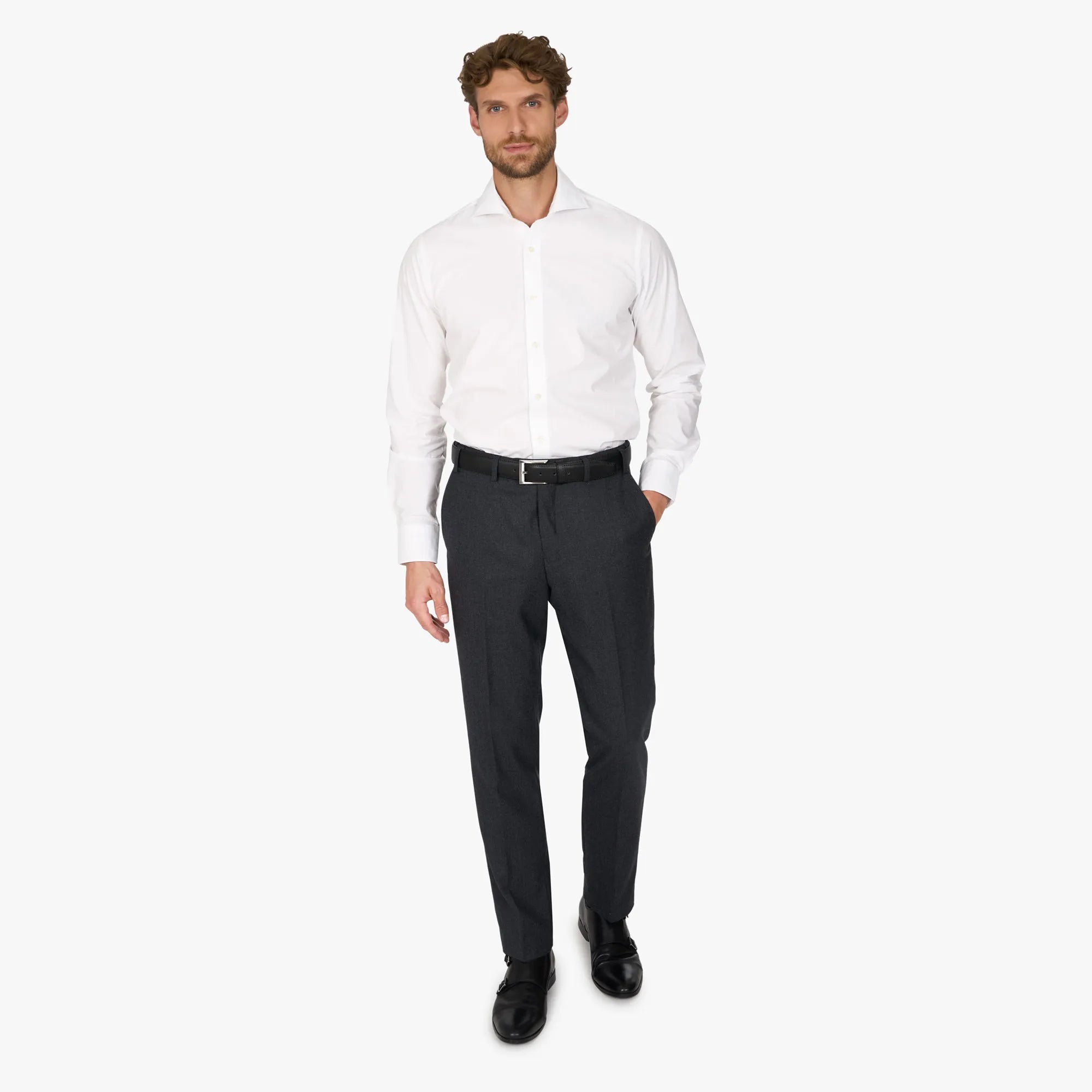 Slim Fit Hemd aus reiner Baumwolle in Weiß white Bild 5