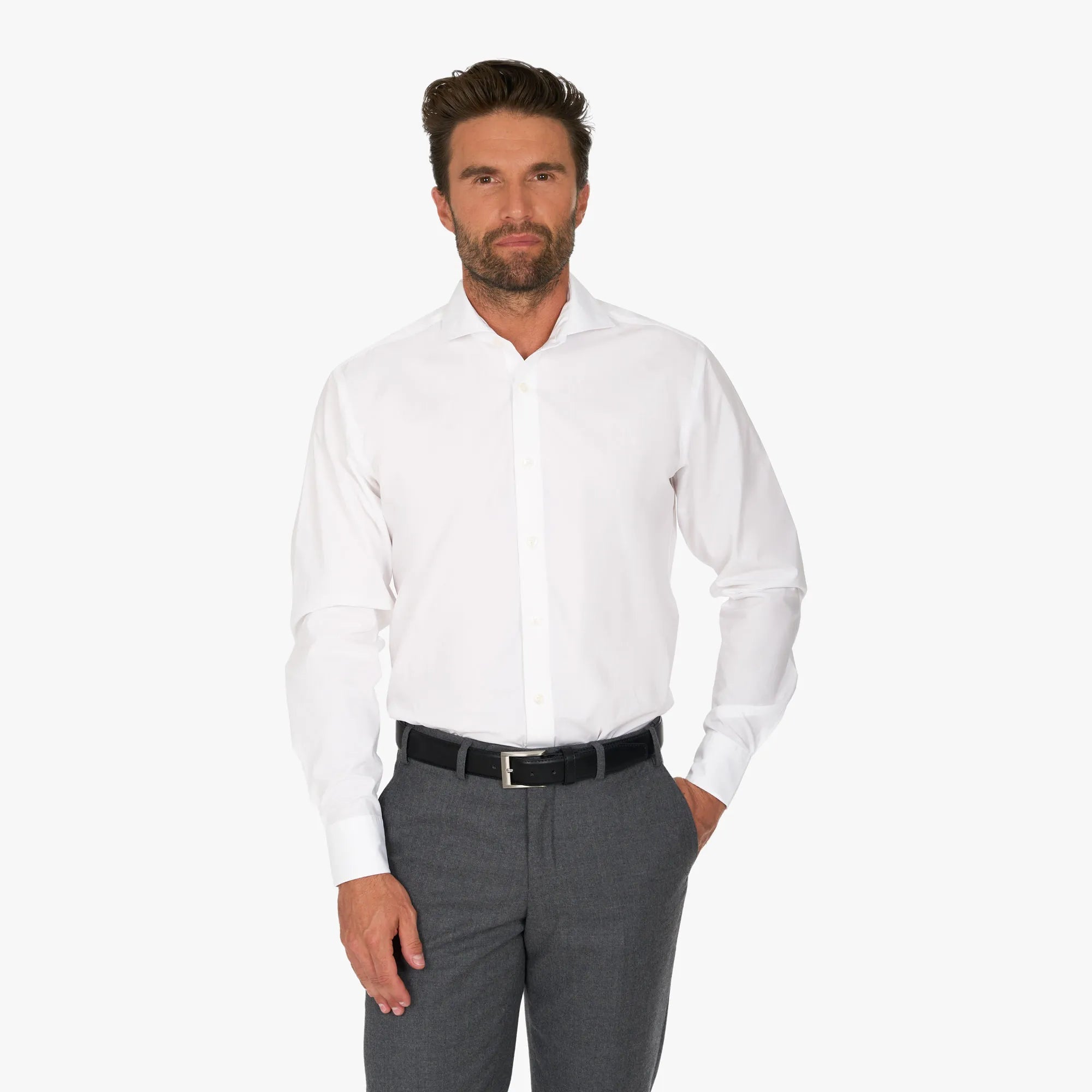 Modern Fit Hemd aus reiner Baumwolle in Weiß white Bild 1
