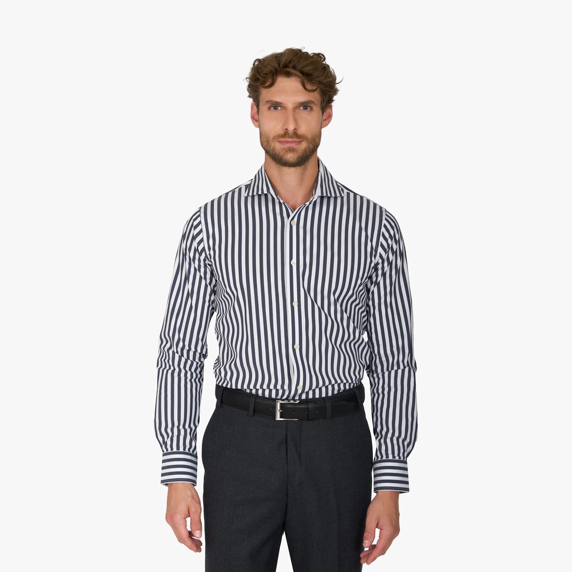 Slim Fit Hemd aus reiner Baumwolle in Weiß und Blau gestreift blau/gestreift Bild 1