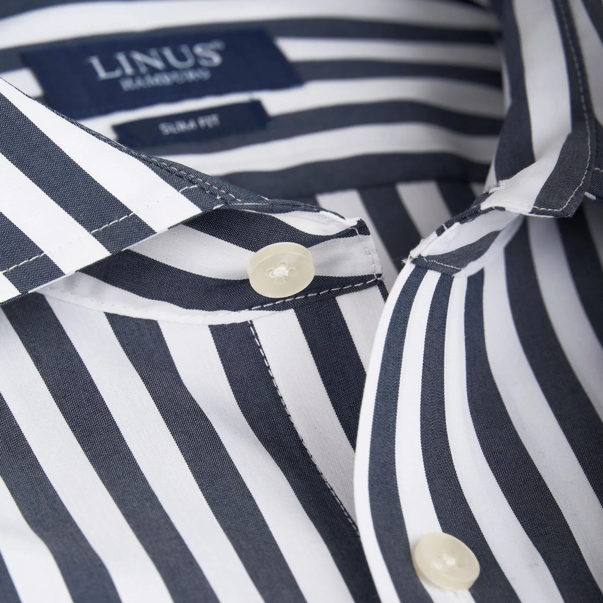Slim Fit Hemd aus reiner Baumwolle in Weiß und Blau gestreift blau/gestreift Bild 2