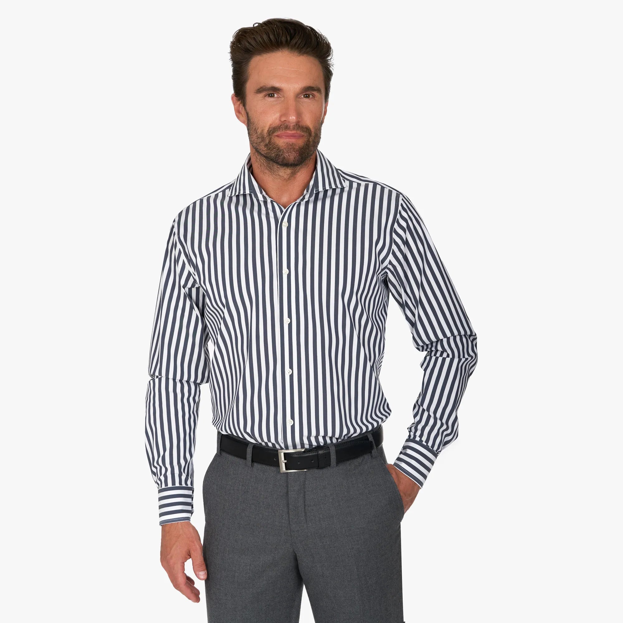 Modern Fit Hemd aus reiner Baumwolle in Weiß und Blau gestreift blau/gestreift Bild 1